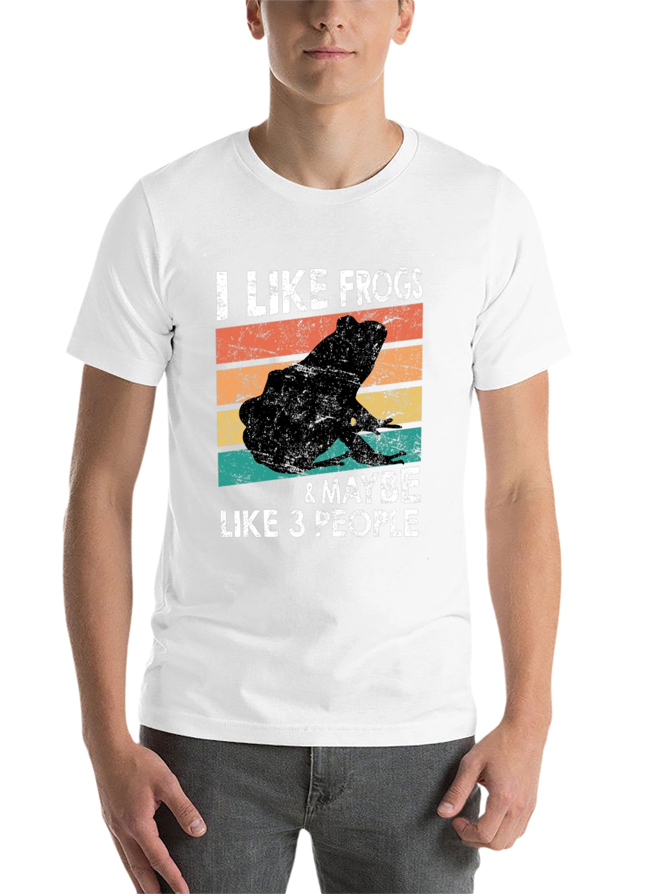 Black I Like Frogs & Maybe Like 3 People T-Shirt view 14