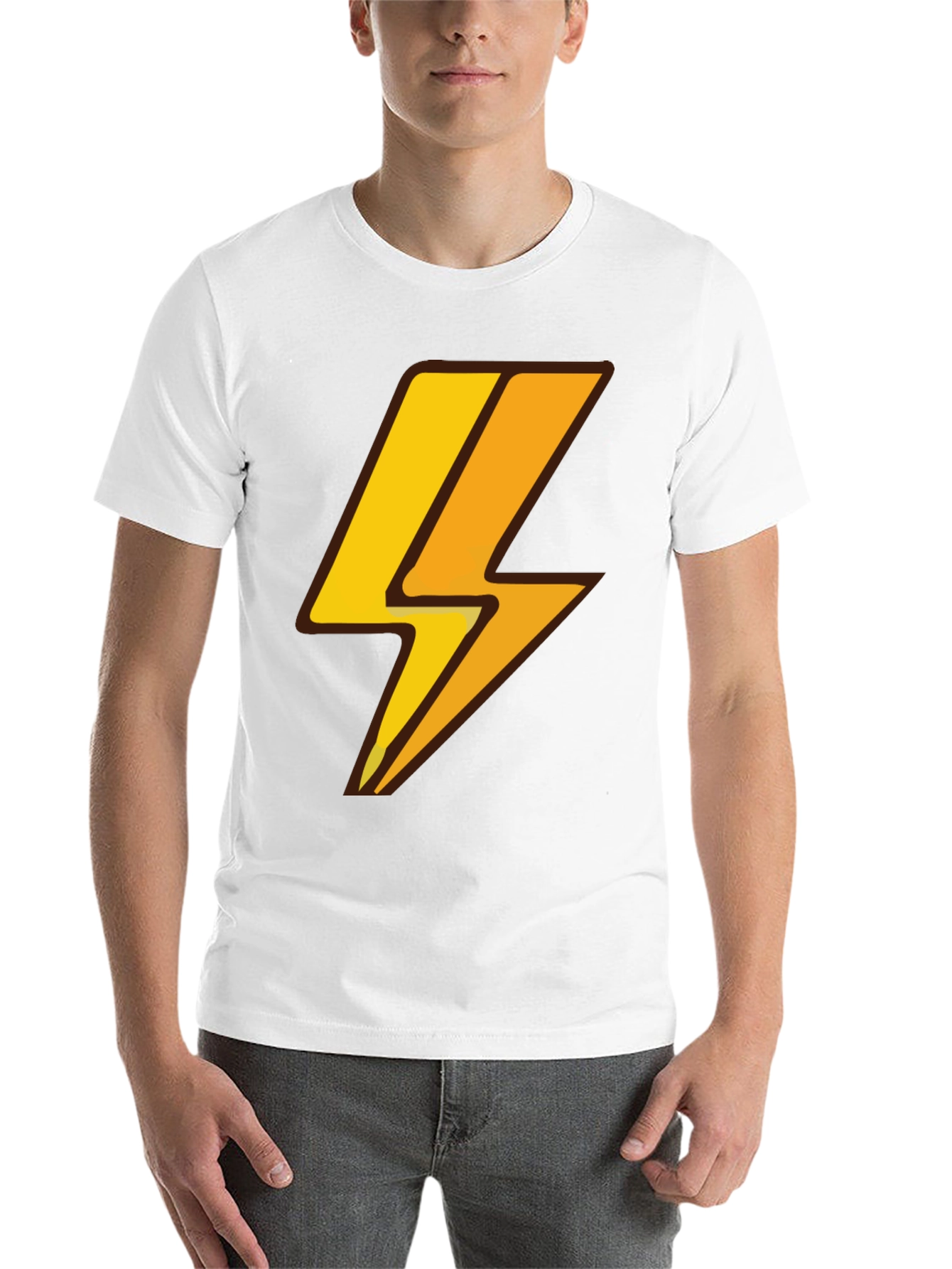 Black Lightning Bolt Graphic Tee - Black Cotton T-Shirt view 14