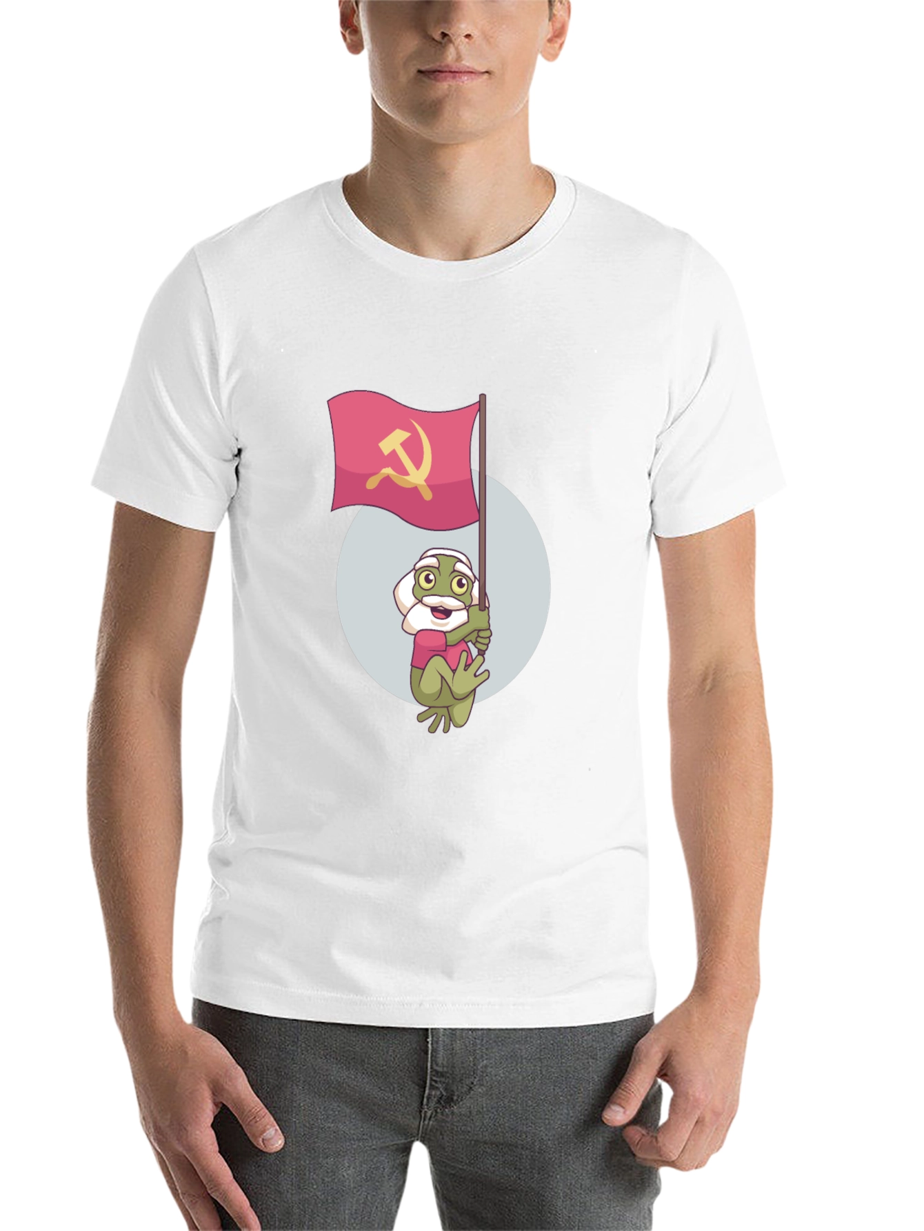 Black Frog Waving Hammer & Sickle Flag T-Shirt view 14
