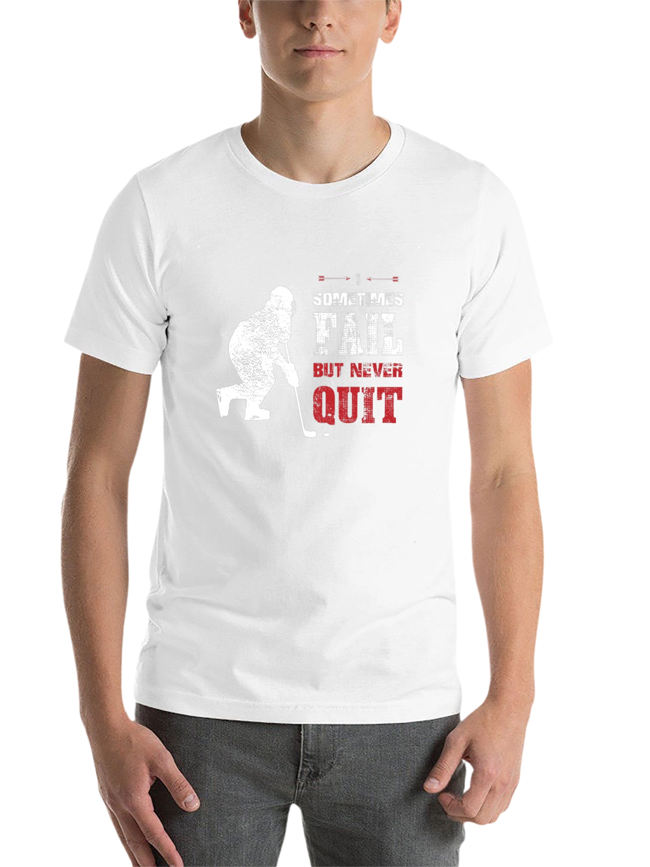 Black Hockey Never Quit Black T-Shirt view 14