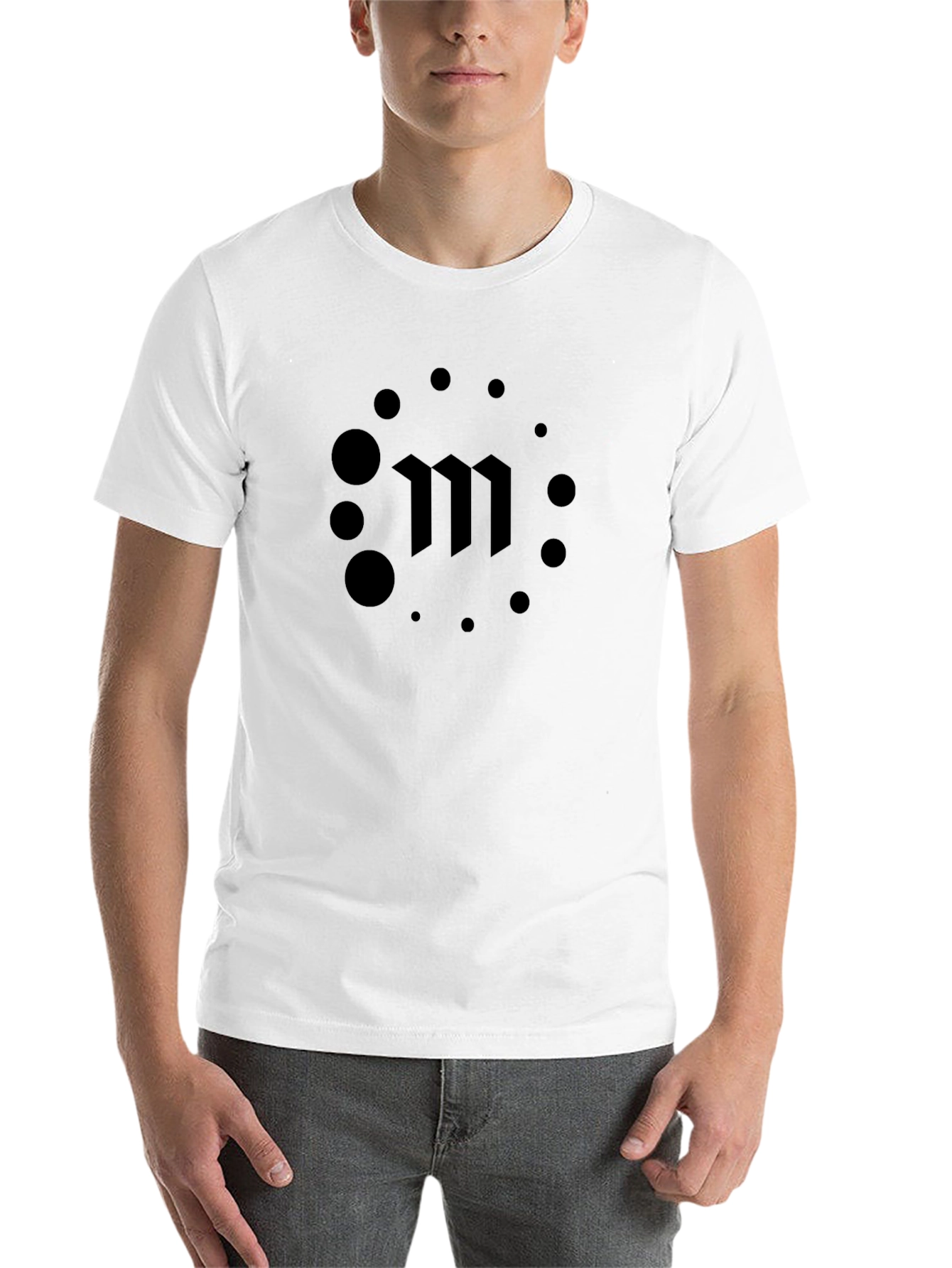 Black Men's Black T-Shirt with Modern 'M' Logo view 14