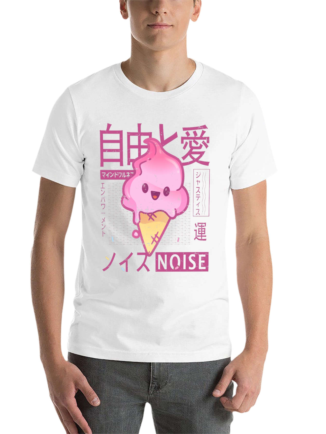 Black Kawaii Ice Cream Anime Graphic T-Shirt view 14