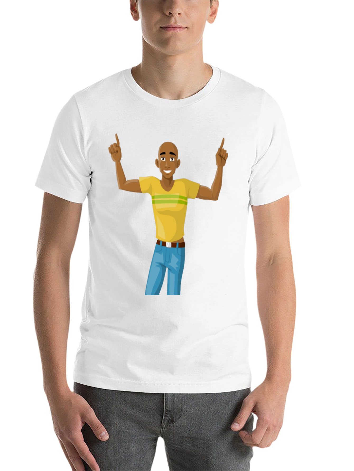 Black Cartoon Man Graphic T-Shirt - Black Cotton Tee view 14