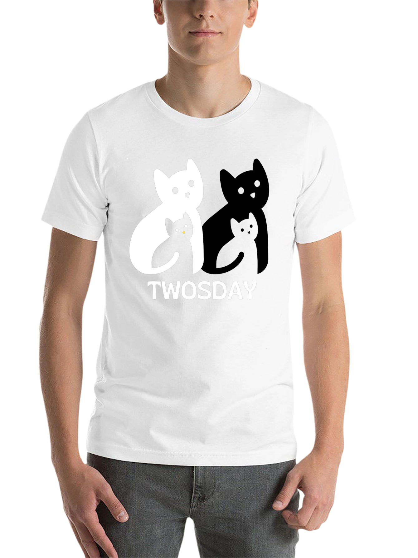 Black Twosday Cat T-Shirt - Black Graphic Tee view 14