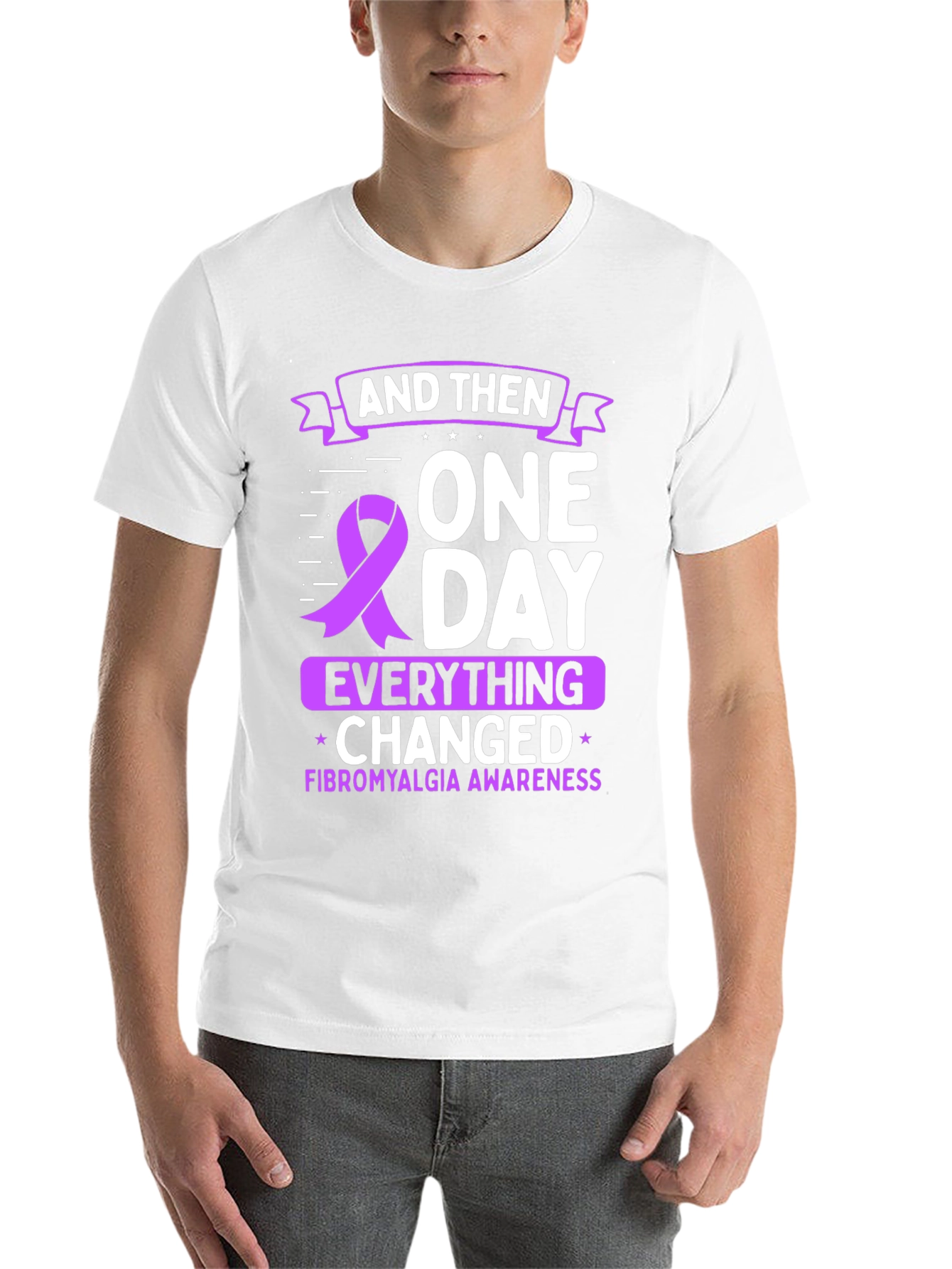 Black Fibromyalgia Awareness T-Shirt view 14