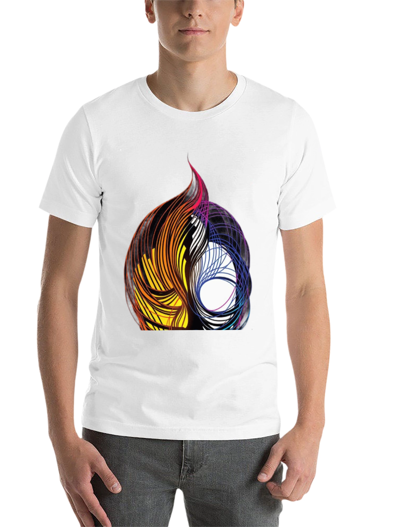 Black Abstract Swirl Graphic Black Tee view 14