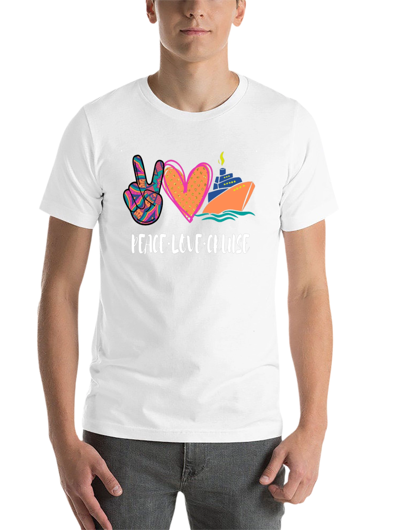 Black Peace Love Cruise Graphic T-Shirt view 14