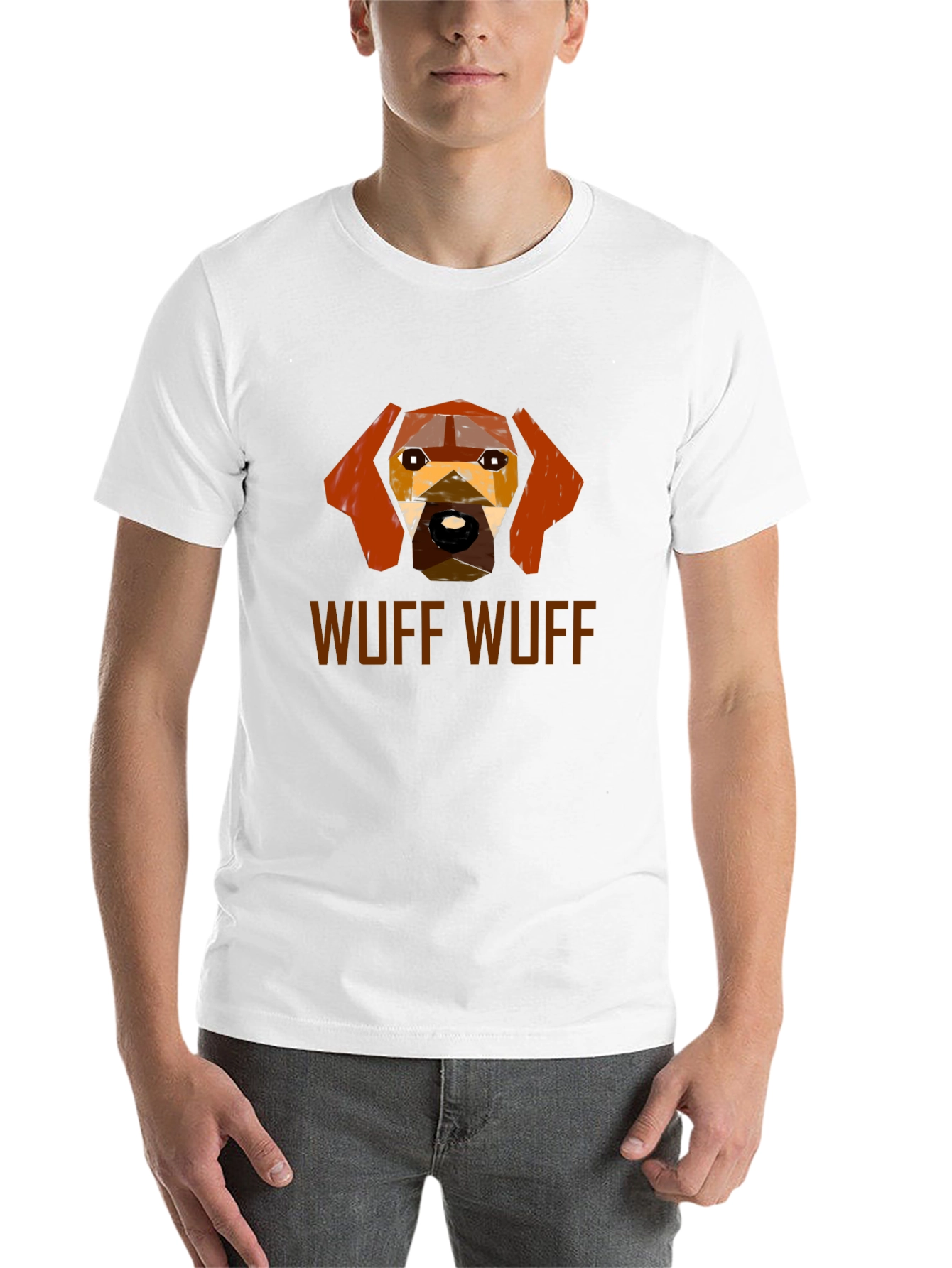 Geometric Dog T-Shirt - "Wuff Wuff" Design - 14