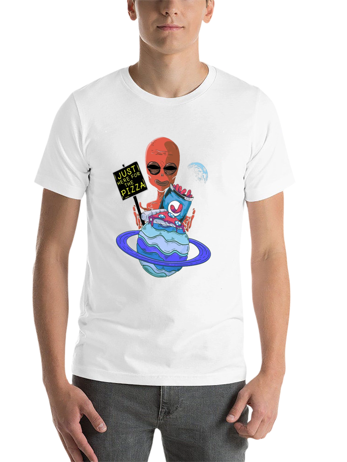 Black Alien Pizza Lover Graphic Tee view 14