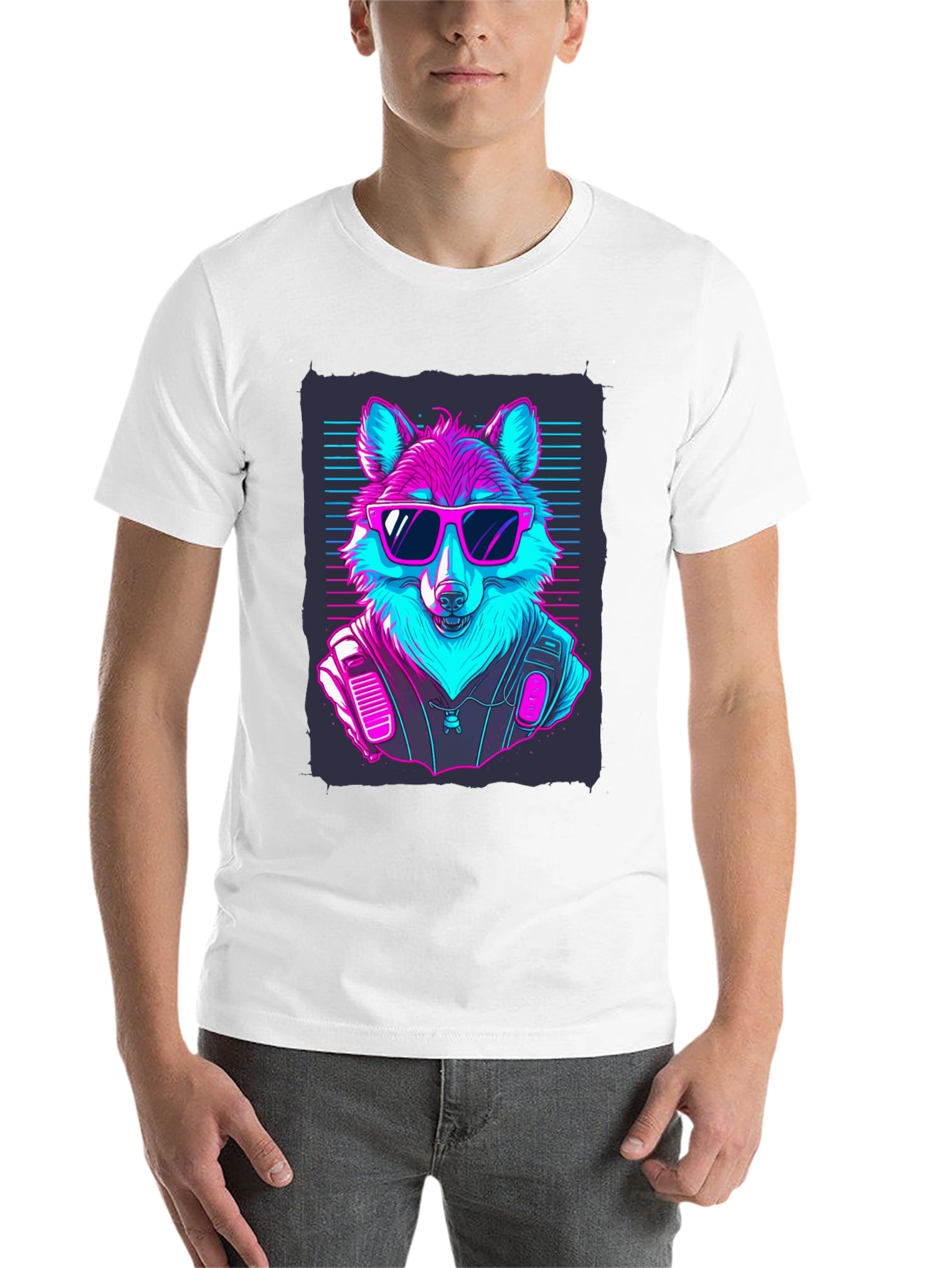 Black Retro Wolf T-Shirt: Cool Canine Vibes view 14