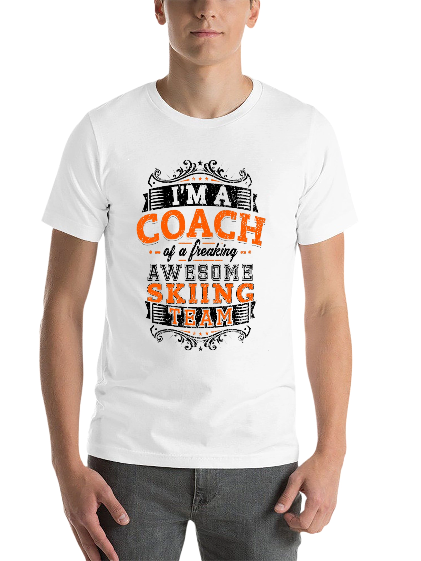 Black Coach Awesome Skiing Team Black Graphic T-Shirt view 14