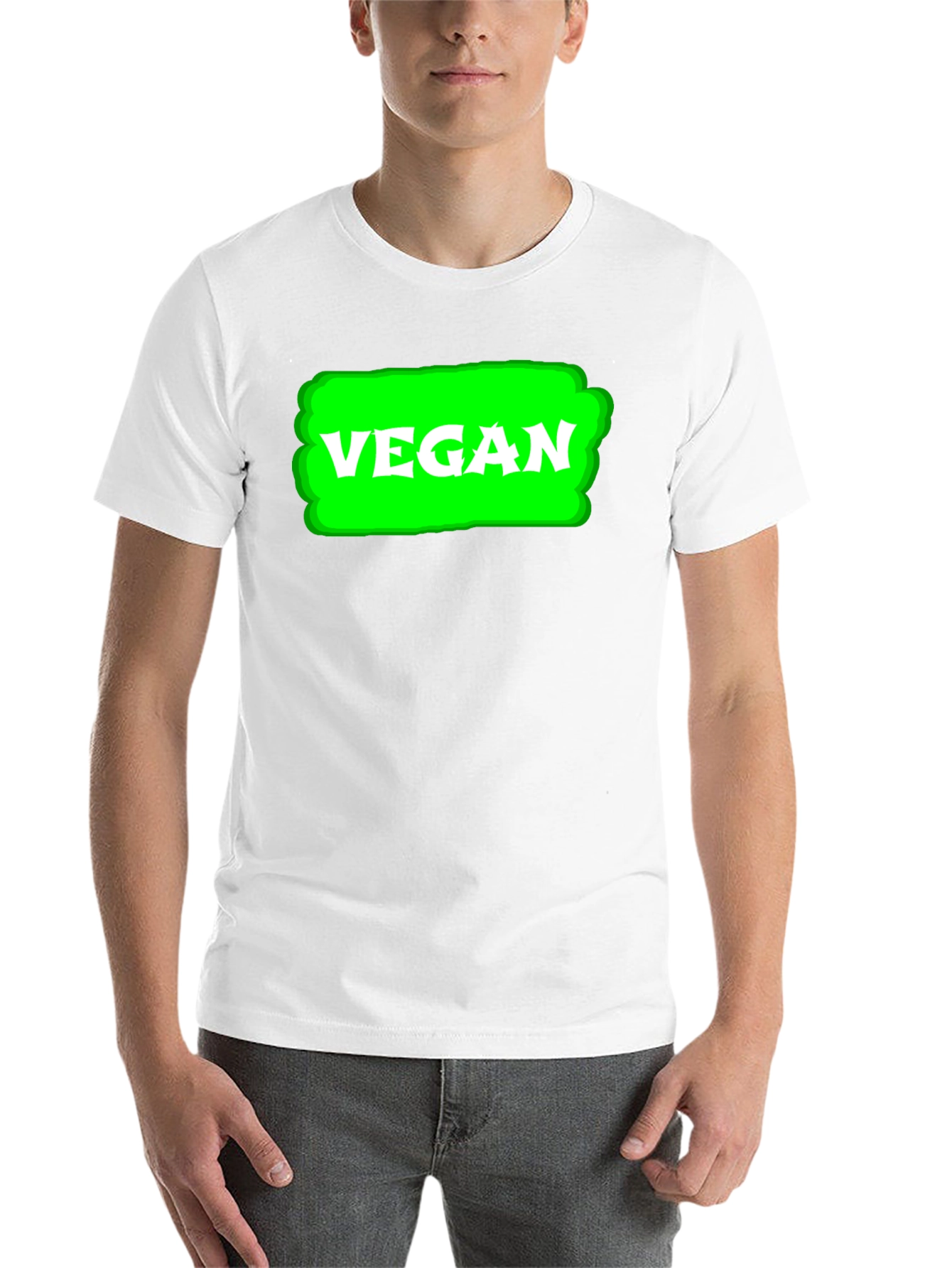 Black Vegan T-Shirt - Green Highlight view 14