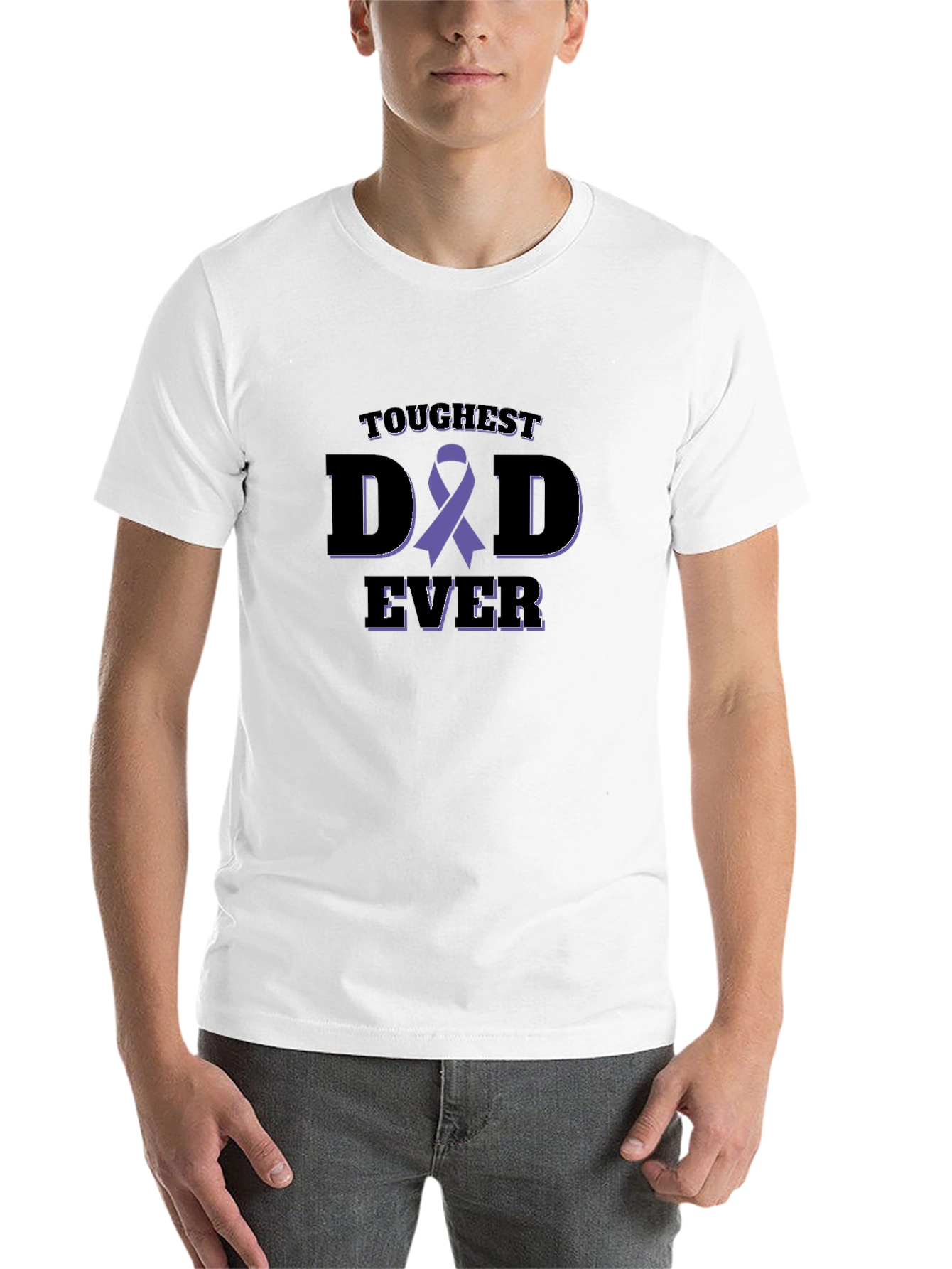 Black Toughest Dad Ever Awareness Ribbon Black T-Shirt view 14