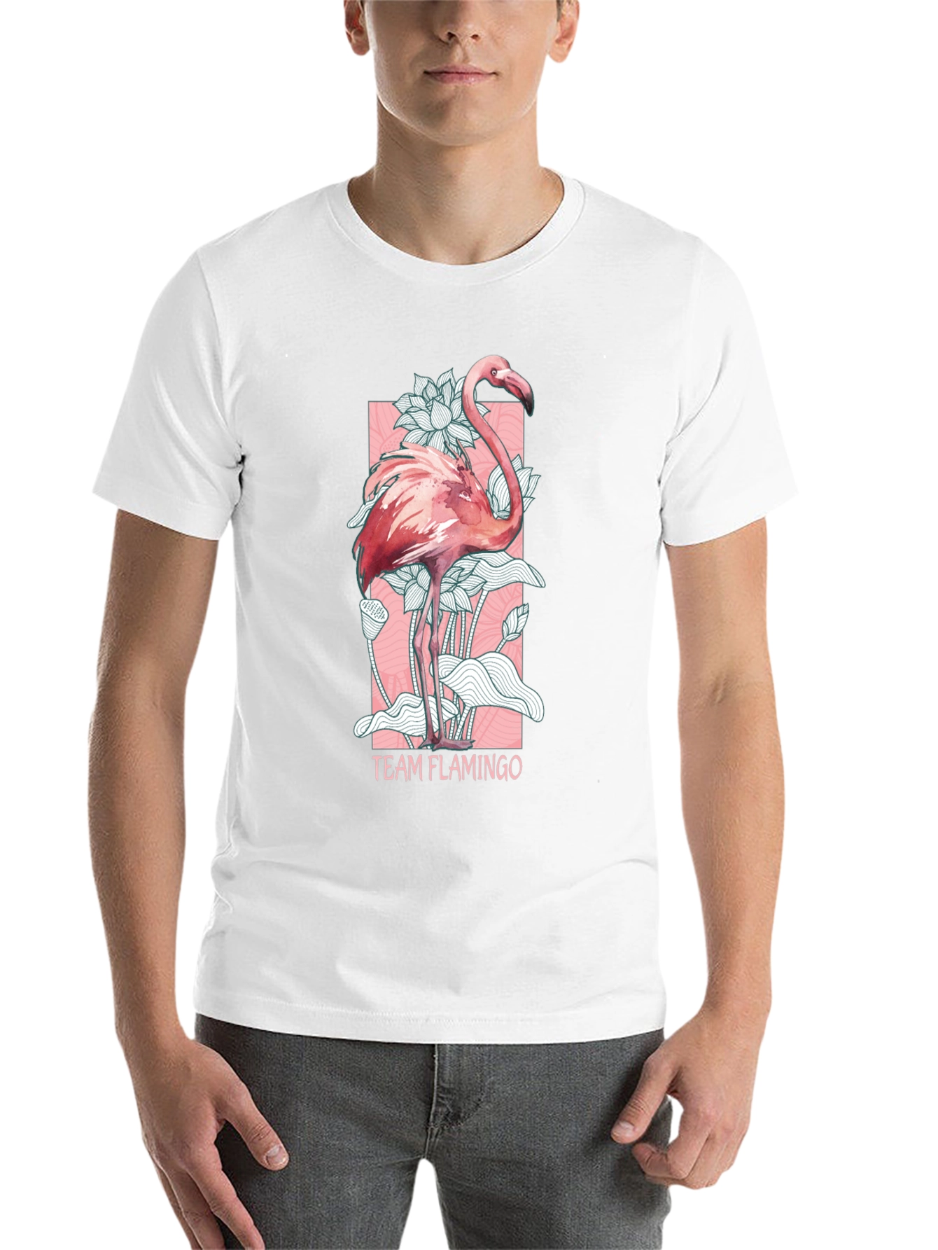 Black Team Flamingo Graphic Tee - Black Cotton Blend view 14