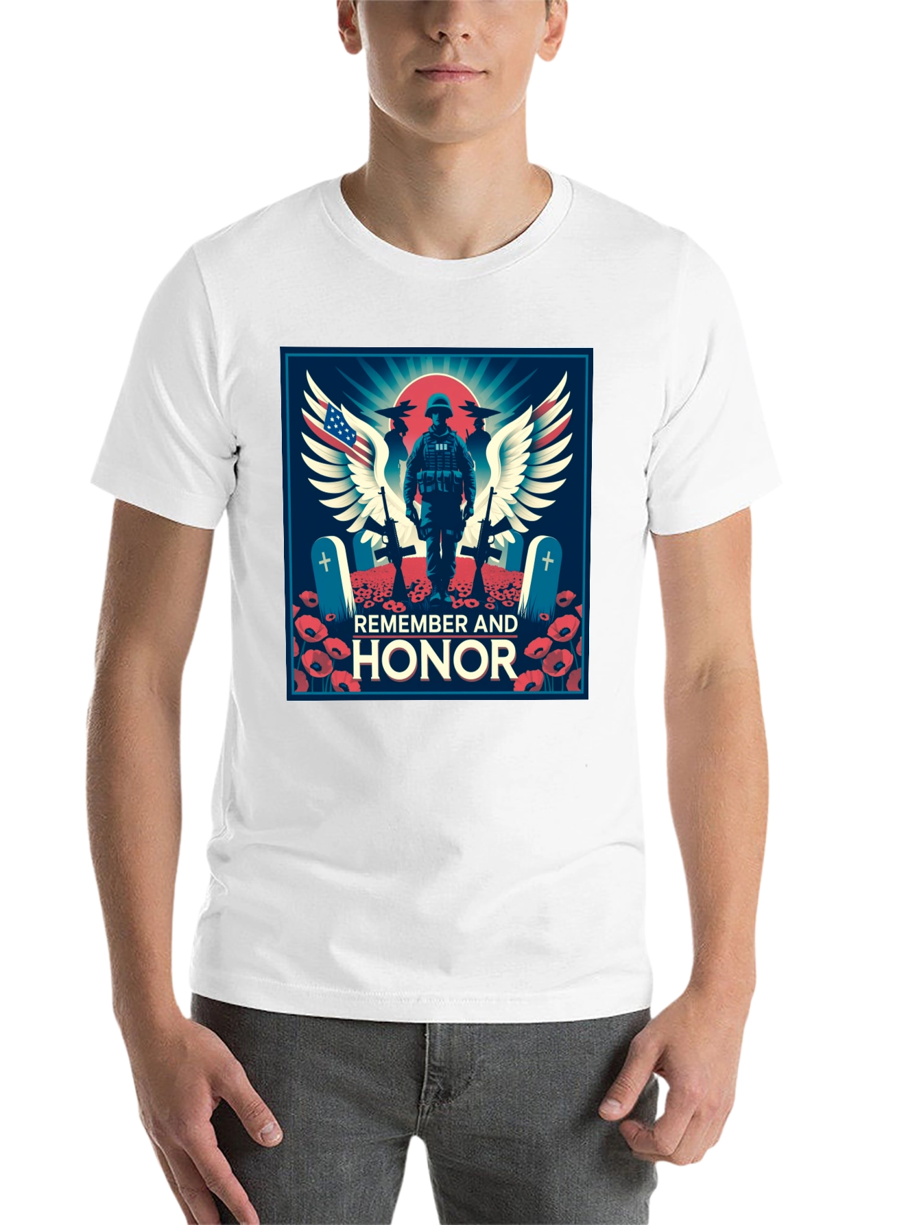 Black Remember & Honor T-Shirt, Patriotic Graphic Tee view 14