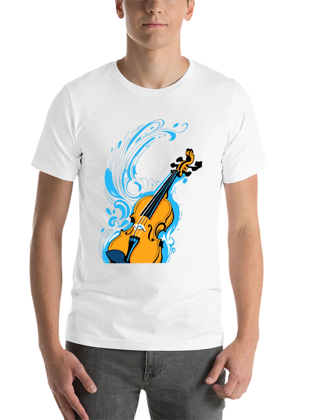 Black Violin Splash Graphic Tee - Black Cotton Blend Shirt view 14