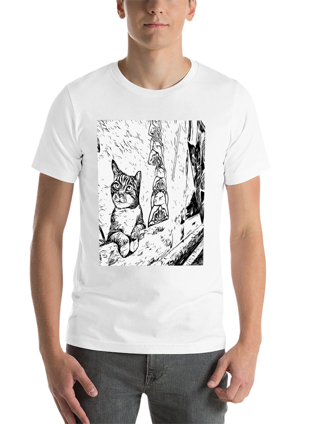 Black Cat Art Black T-Shirt view 14
