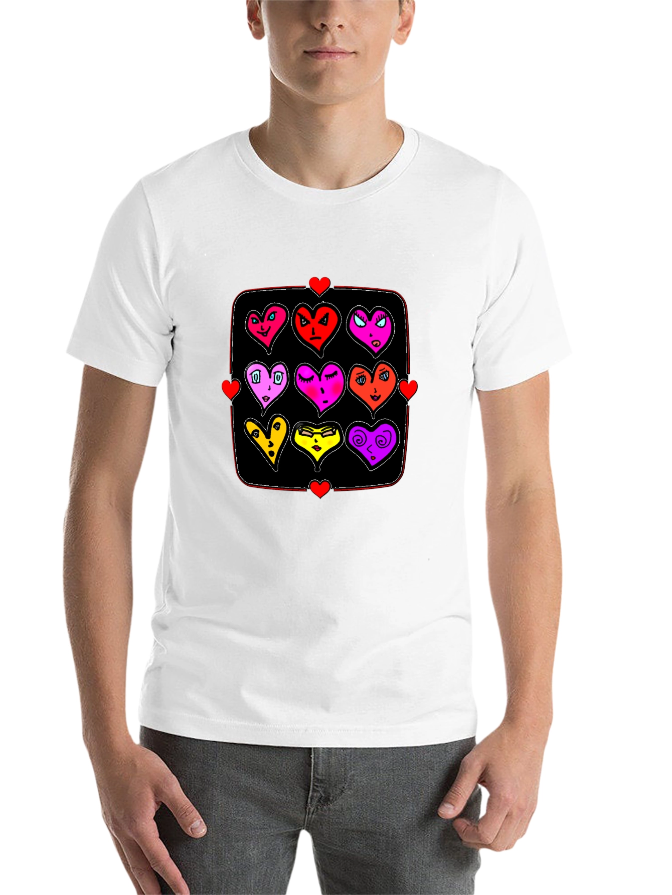 Black Heart Emoji Grid T-Shirt - Black Graphic Tee view 14