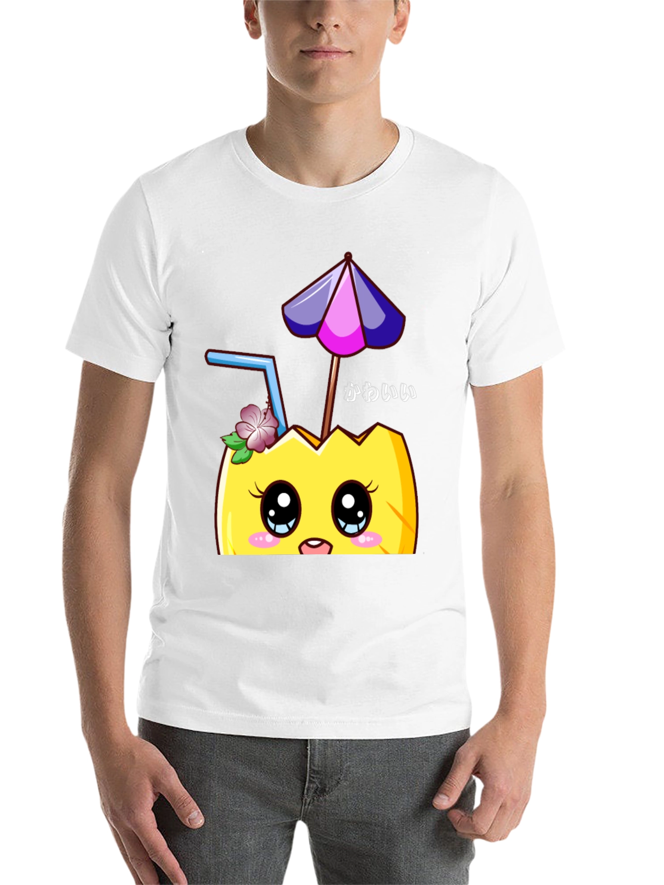 Black Kawaii Pineapple T-Shirt - Tropical Summer Vibes view 14