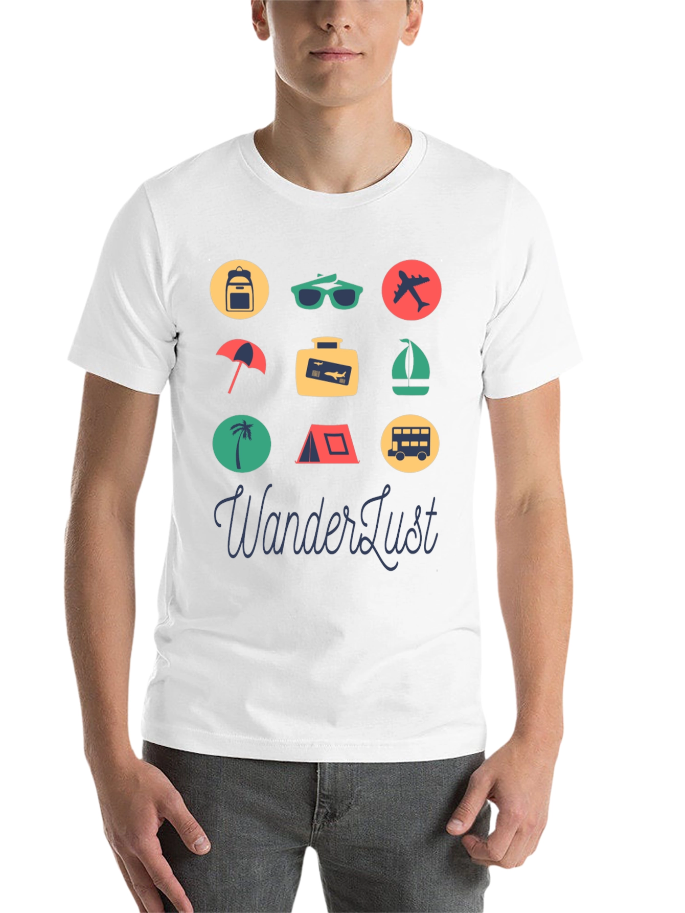Black Wanderlust Travel Icon Graphic Tee view 14