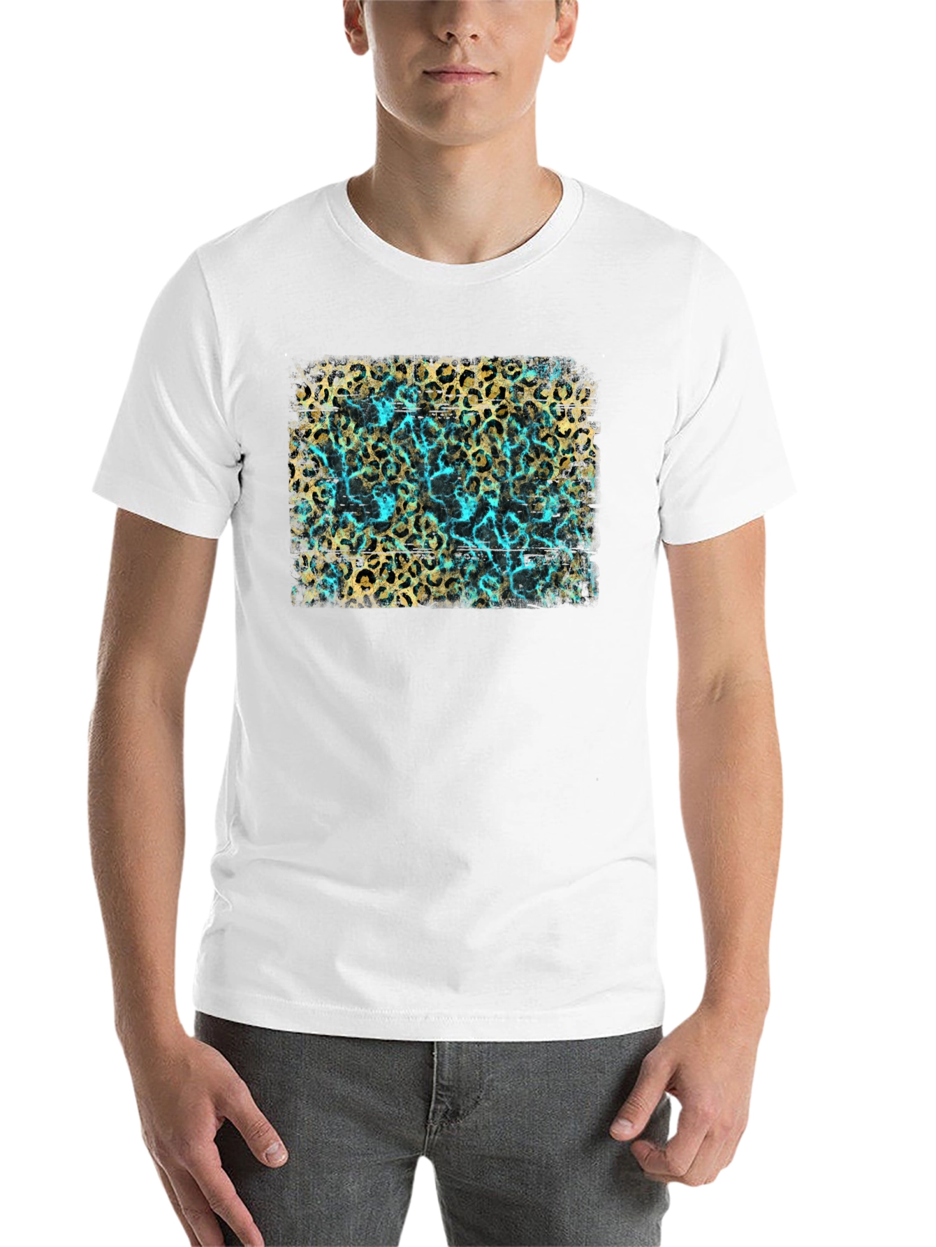 Black Leopard Print Tee - Turquoise Accent view 14