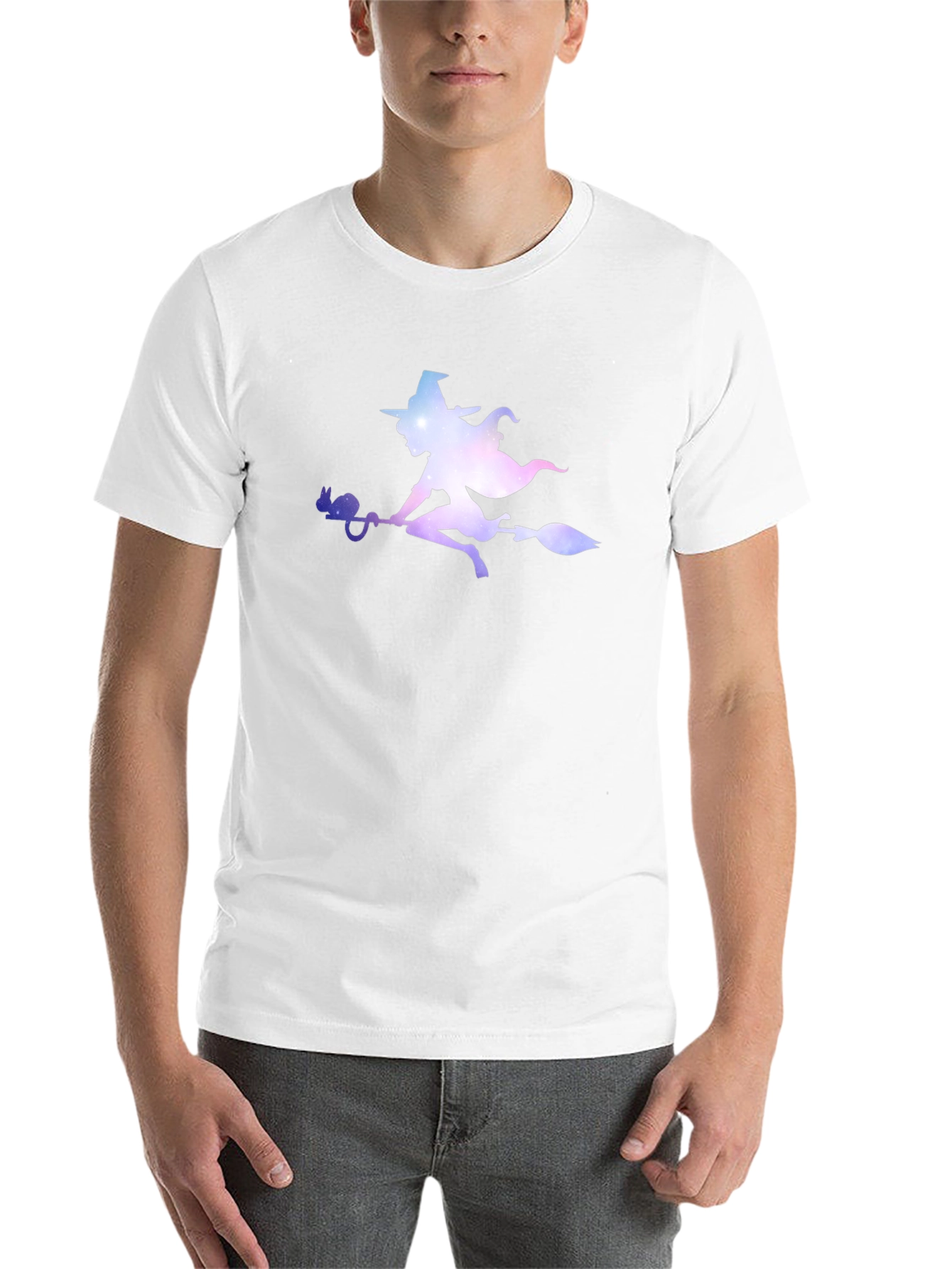 Witch Silhouette Graphic Tee - Black Cotton T-Shirt - 14