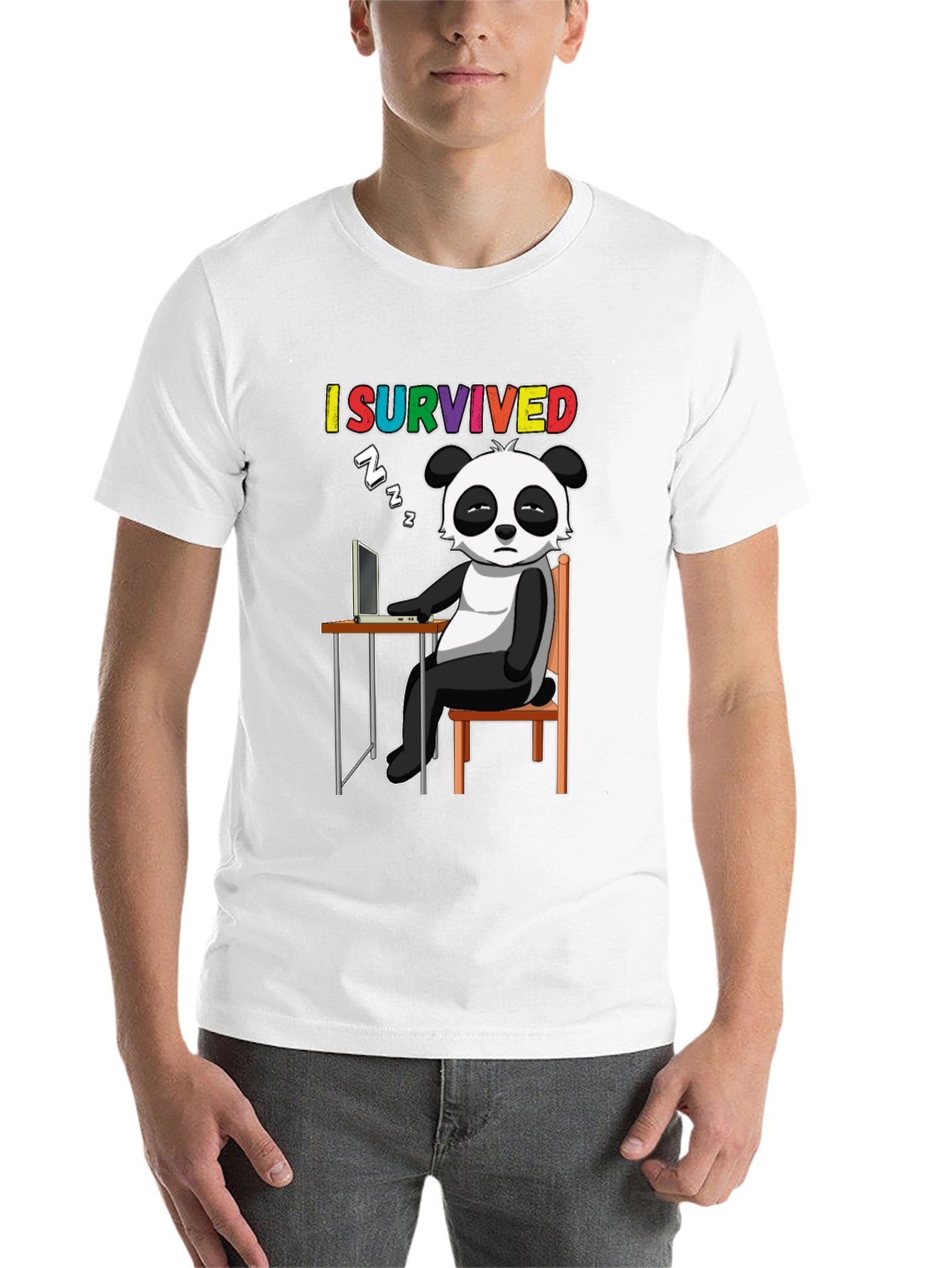 Black I Survived Panda T-Shirt - Funny Novelty Tee view 14