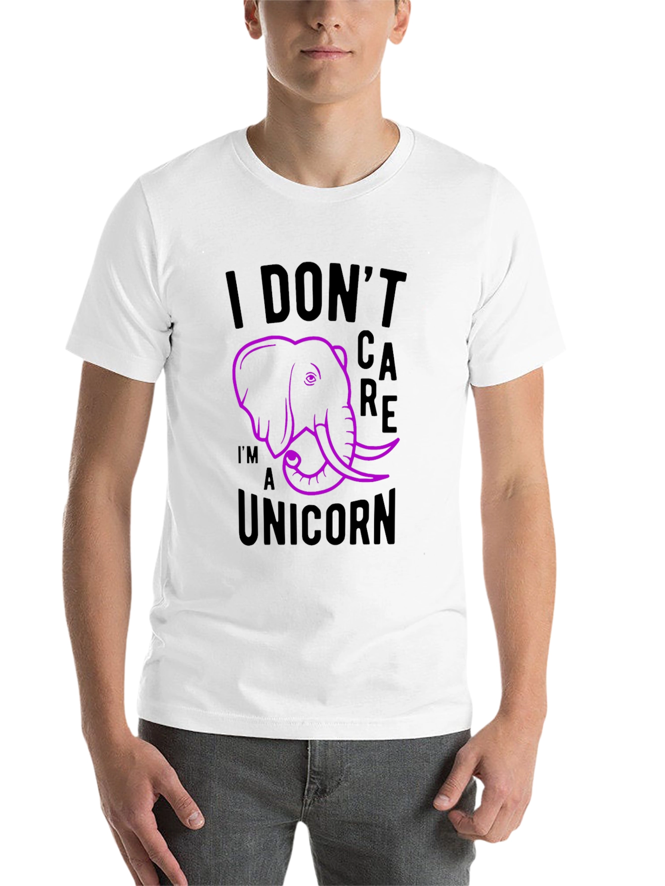 Black I Don't Care I'm a Unicorn Black T-Shirt view 14