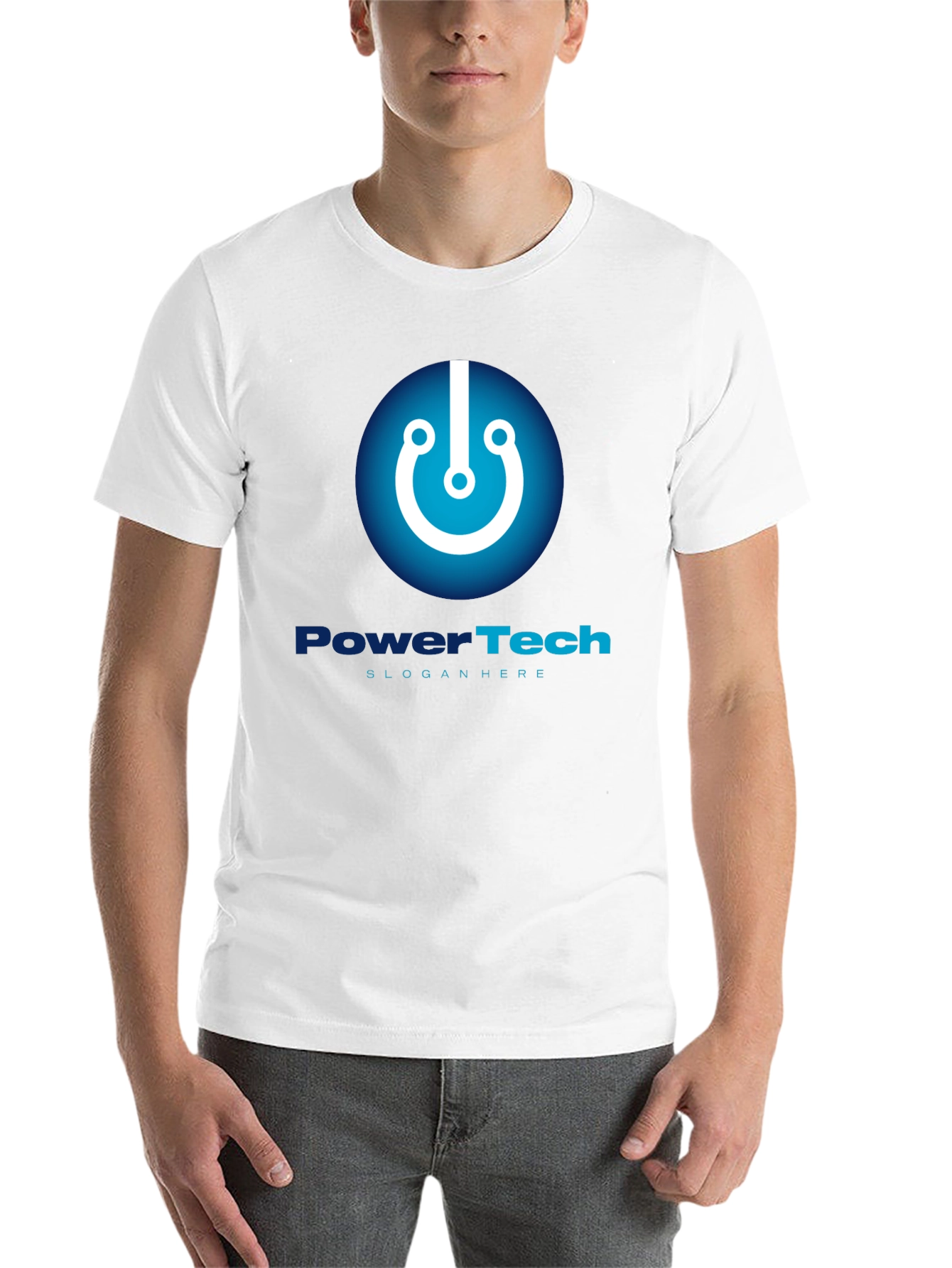 Black PowerTech Black T-Shirt - Modern Tech Design view 14