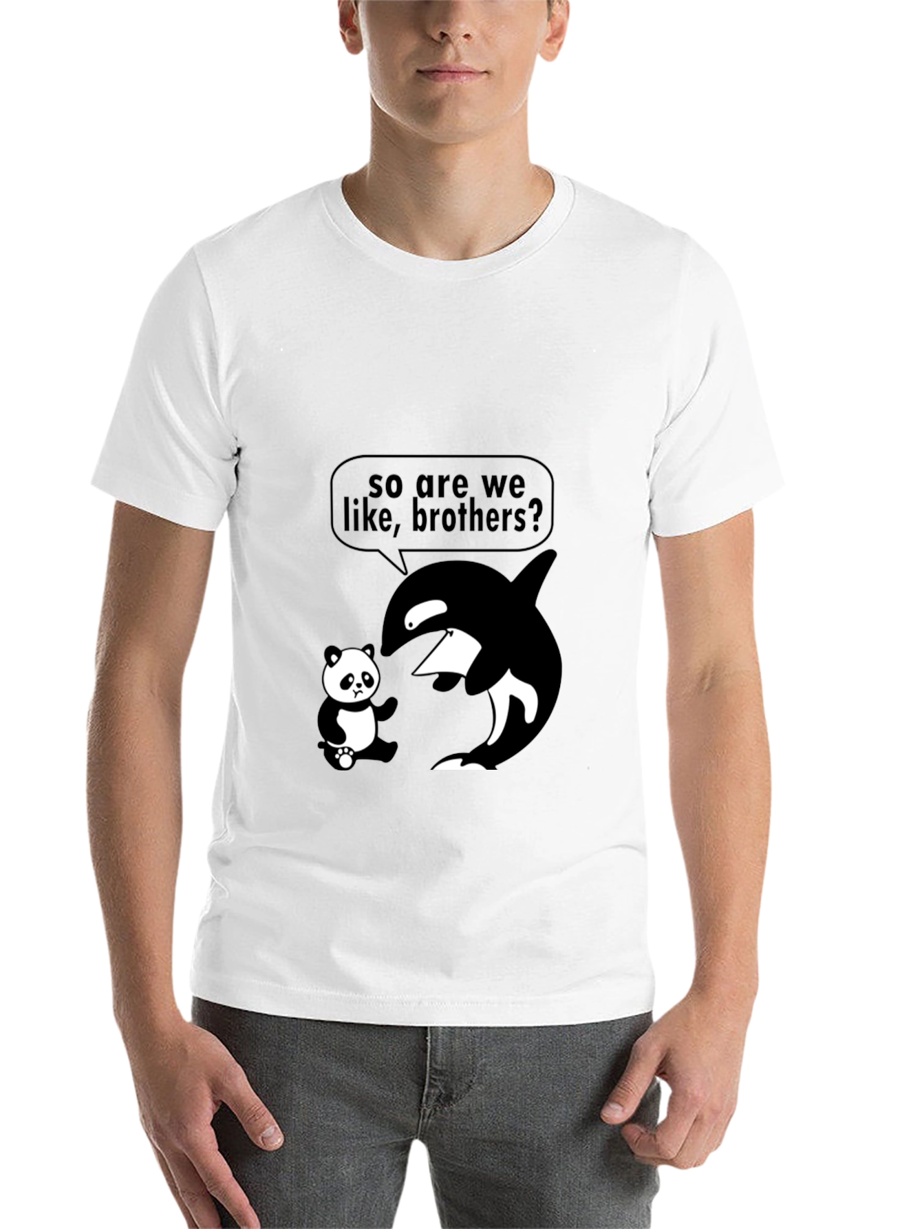Black Funny Orca Panda Brother T-Shirt view 14
