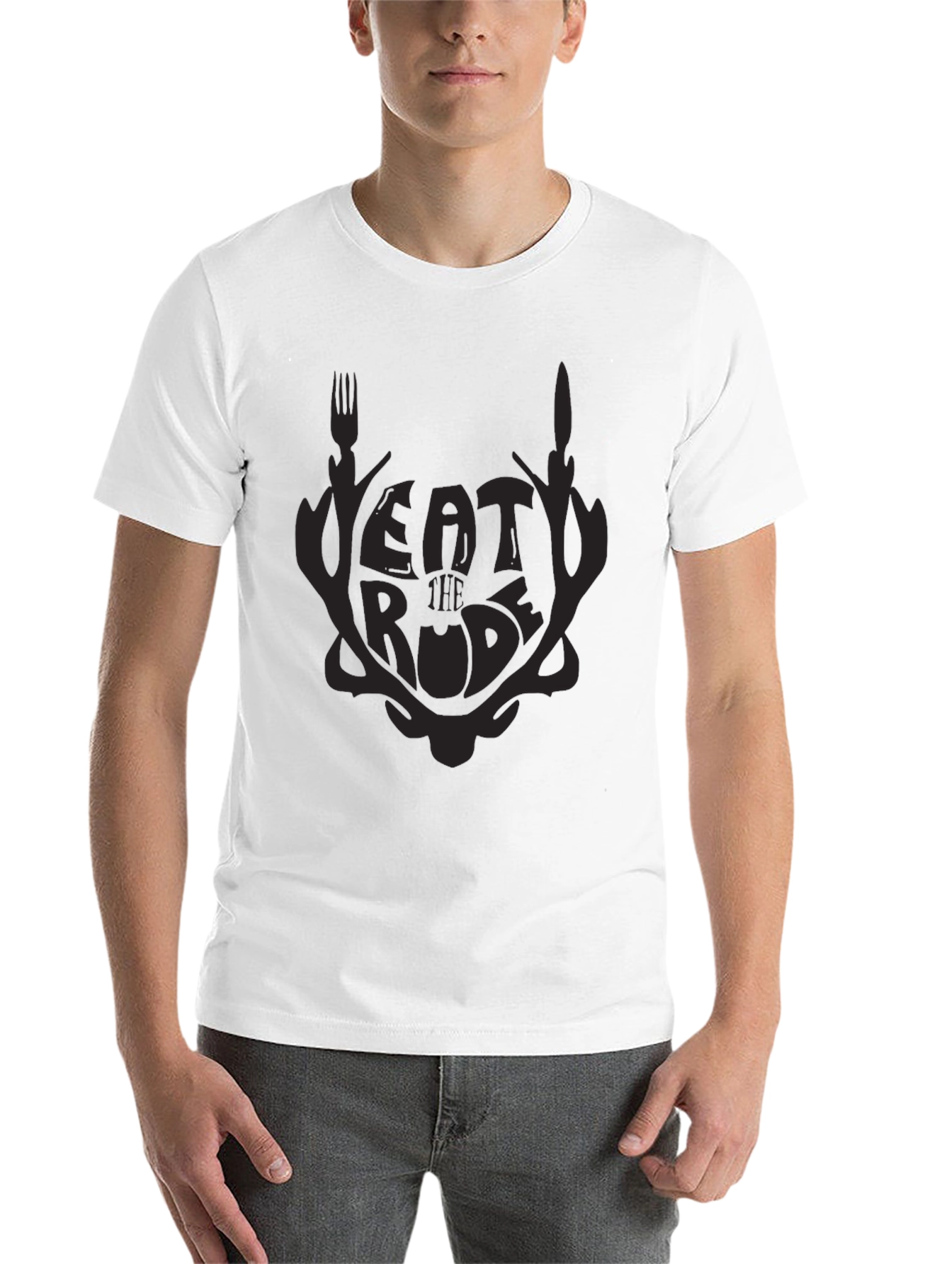 Black Eat The Rude Black Graphic T-Shirt view 14