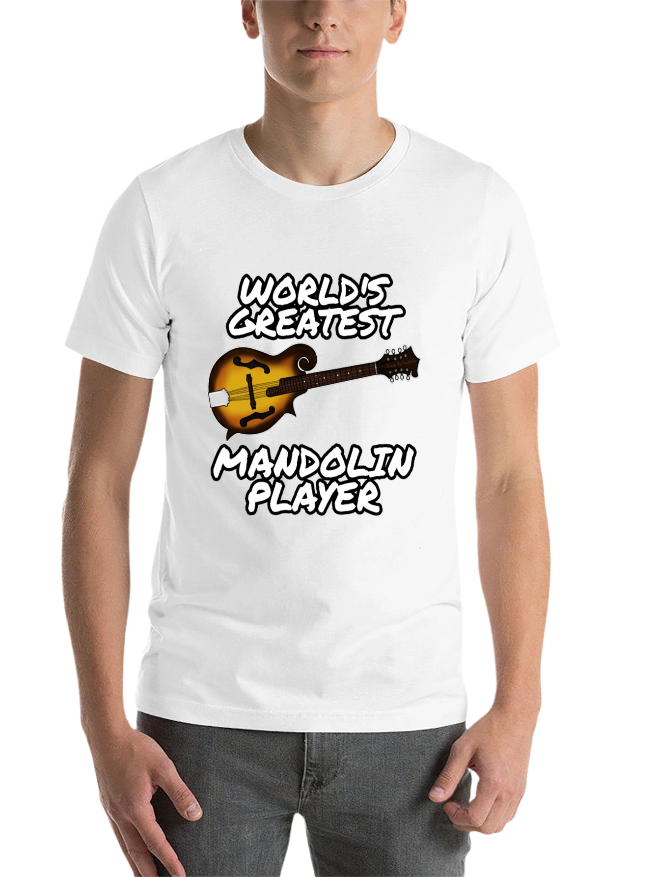 Black World's Greatest Mandolin Player T-Shirt view 14