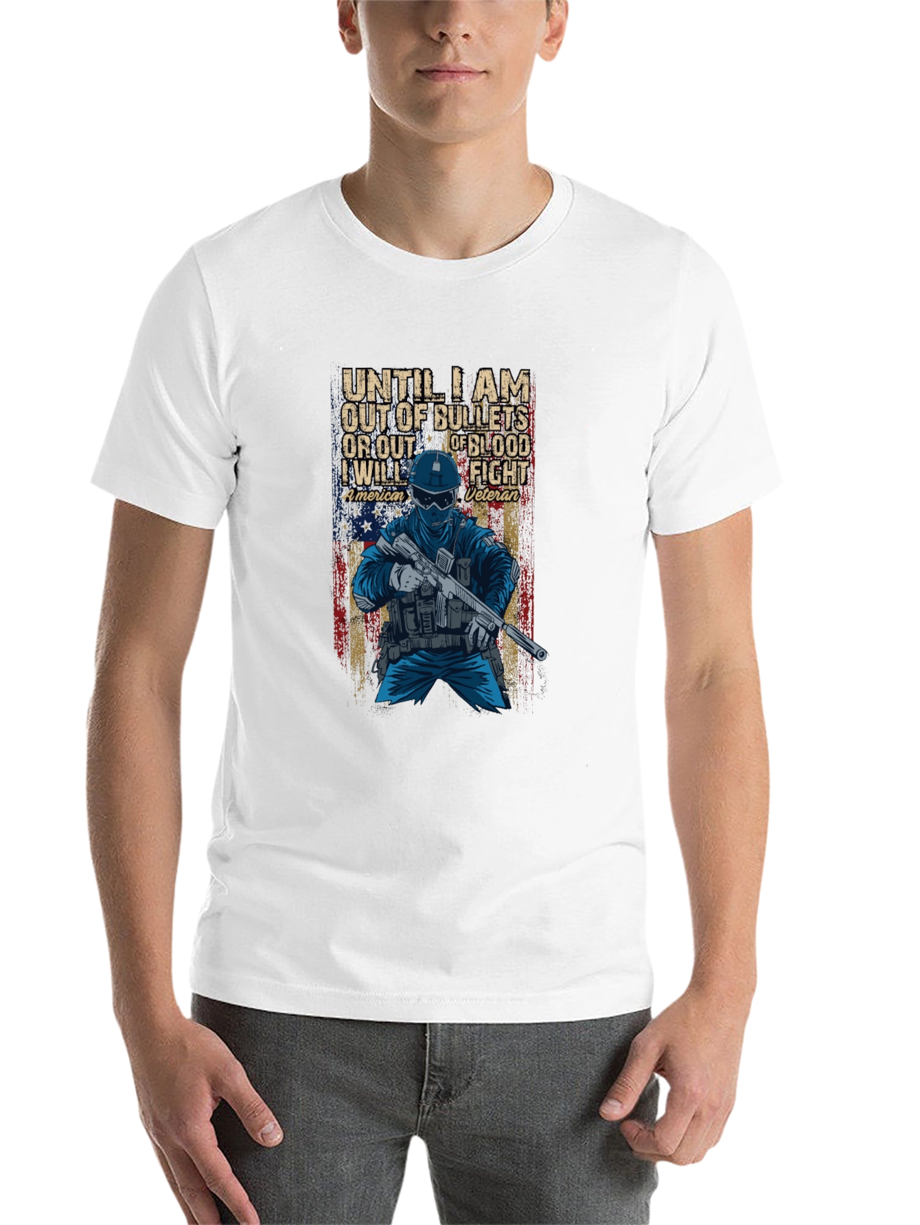 Black American Veteran Graphic T-Shirt view 14