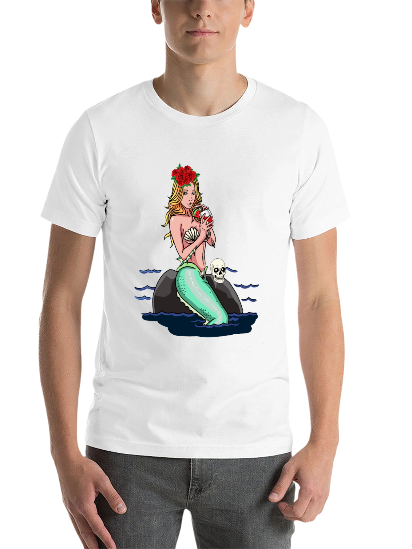 Black Mermaid Drinking Wine T-Shirt view 14