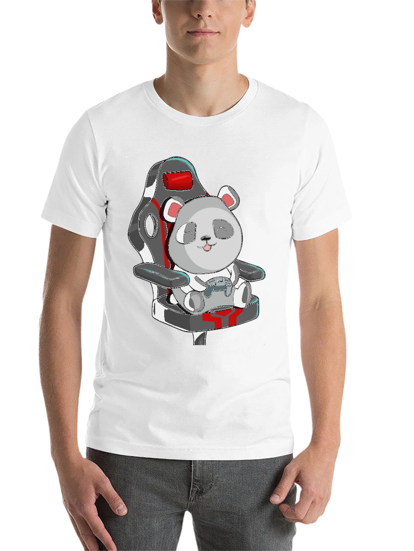 Black Panda Gamer T-Shirt - Cute Cartoon Graphic Tee view 14