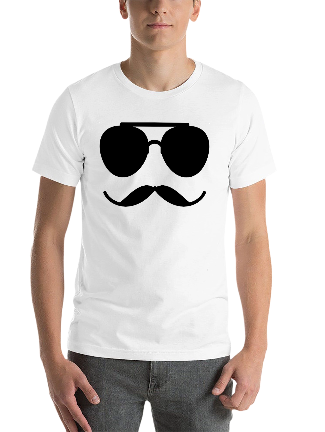 Black Cool Shades & Stache T-Shirt - Black Novelty Tee view 14