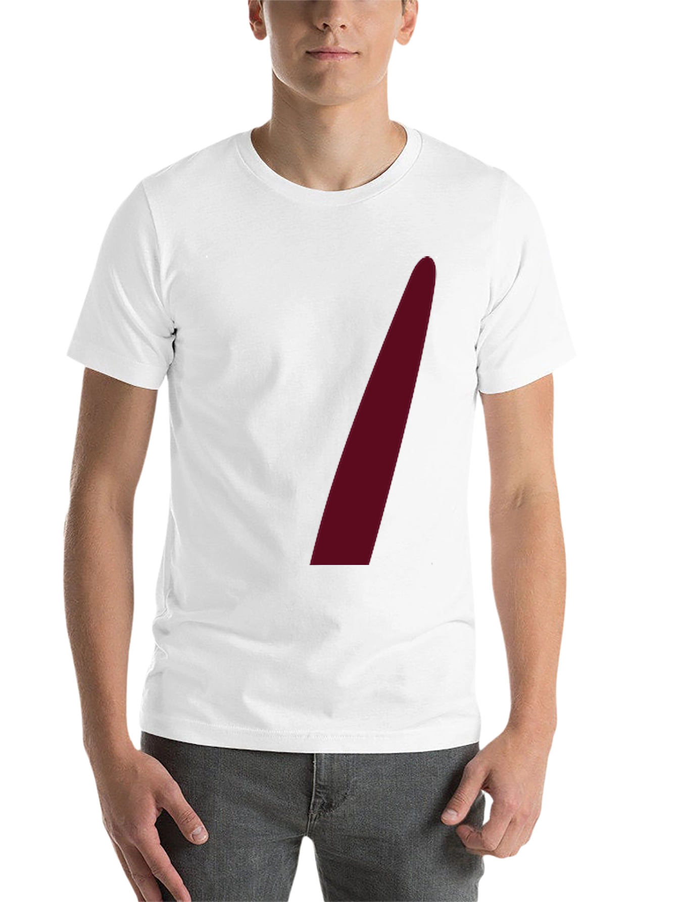 Black Men's Black Crew Neck Tee with Maroon Accent view 14