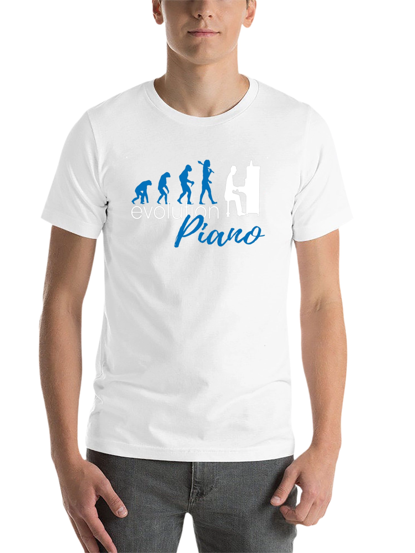 Black Evolution of Piano Player T-Shirt - Black Cotton Tee view 14