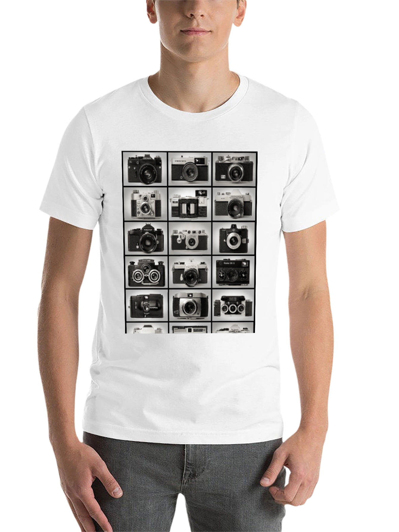 Black Vintage Camera Collage Graphic T-Shirt view 14