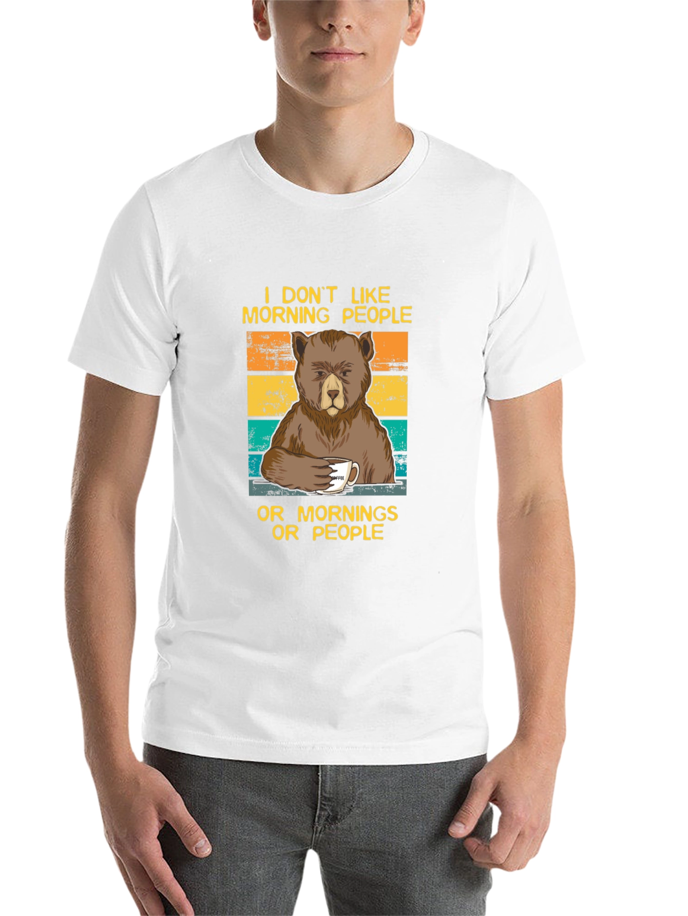 Black Funny Bear Coffee T-Shirt - I Don't Like Morning People Tee view 14