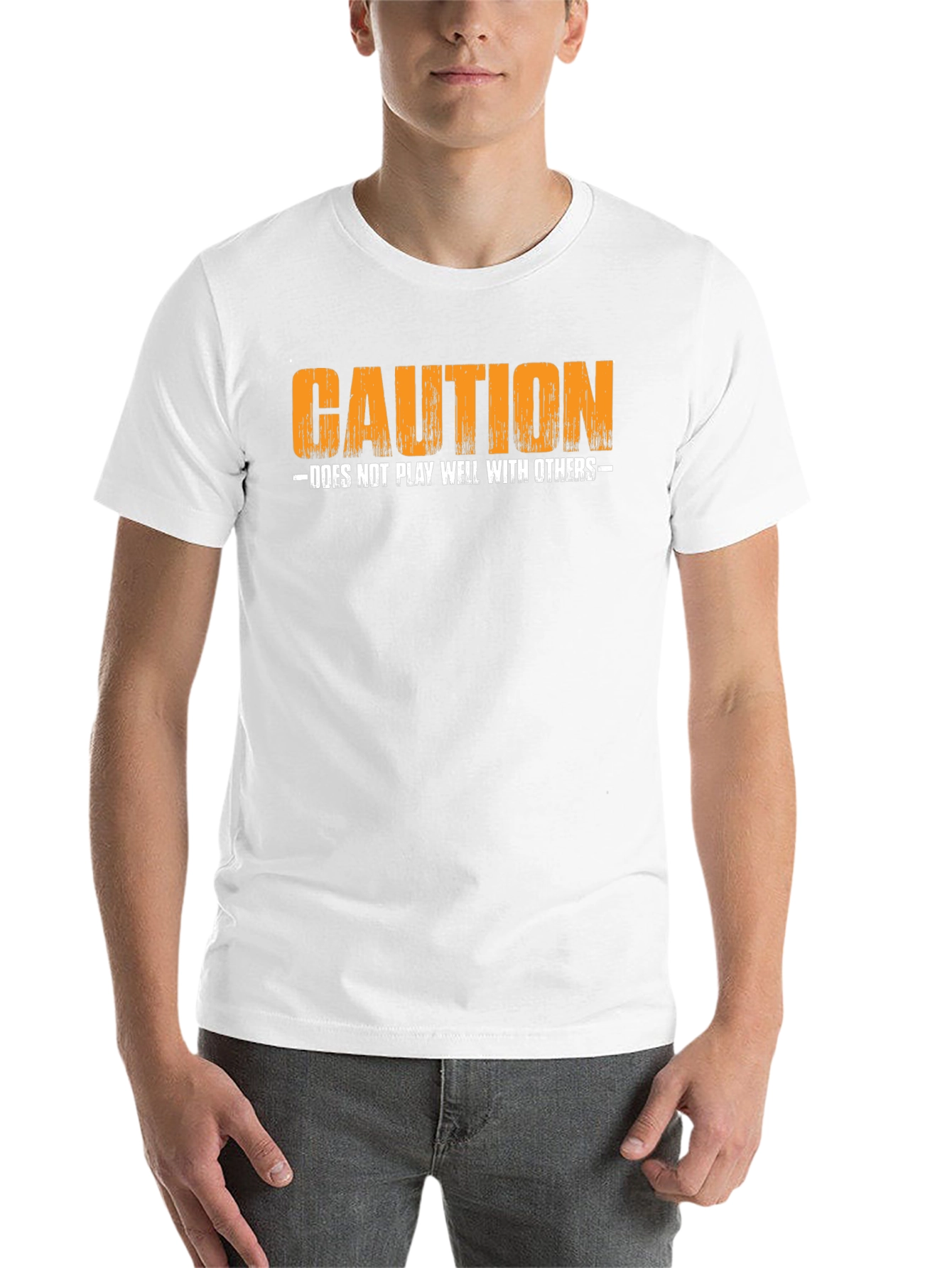 Black Caution: Does Not Play Well With Others T-Shirt view 14