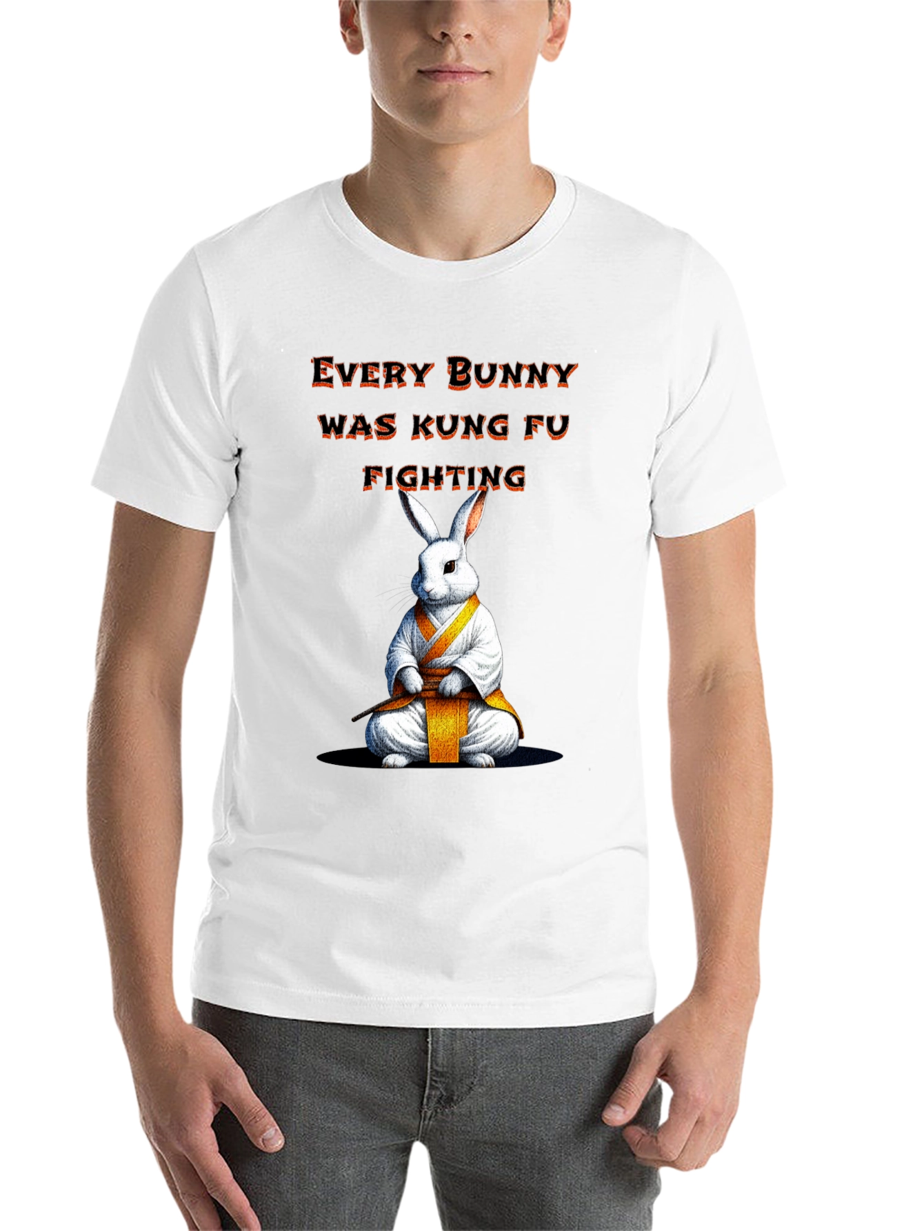 Black Kung Fu Bunny T-Shirt - Every Bunny Was Kung Fu Fighting view 14