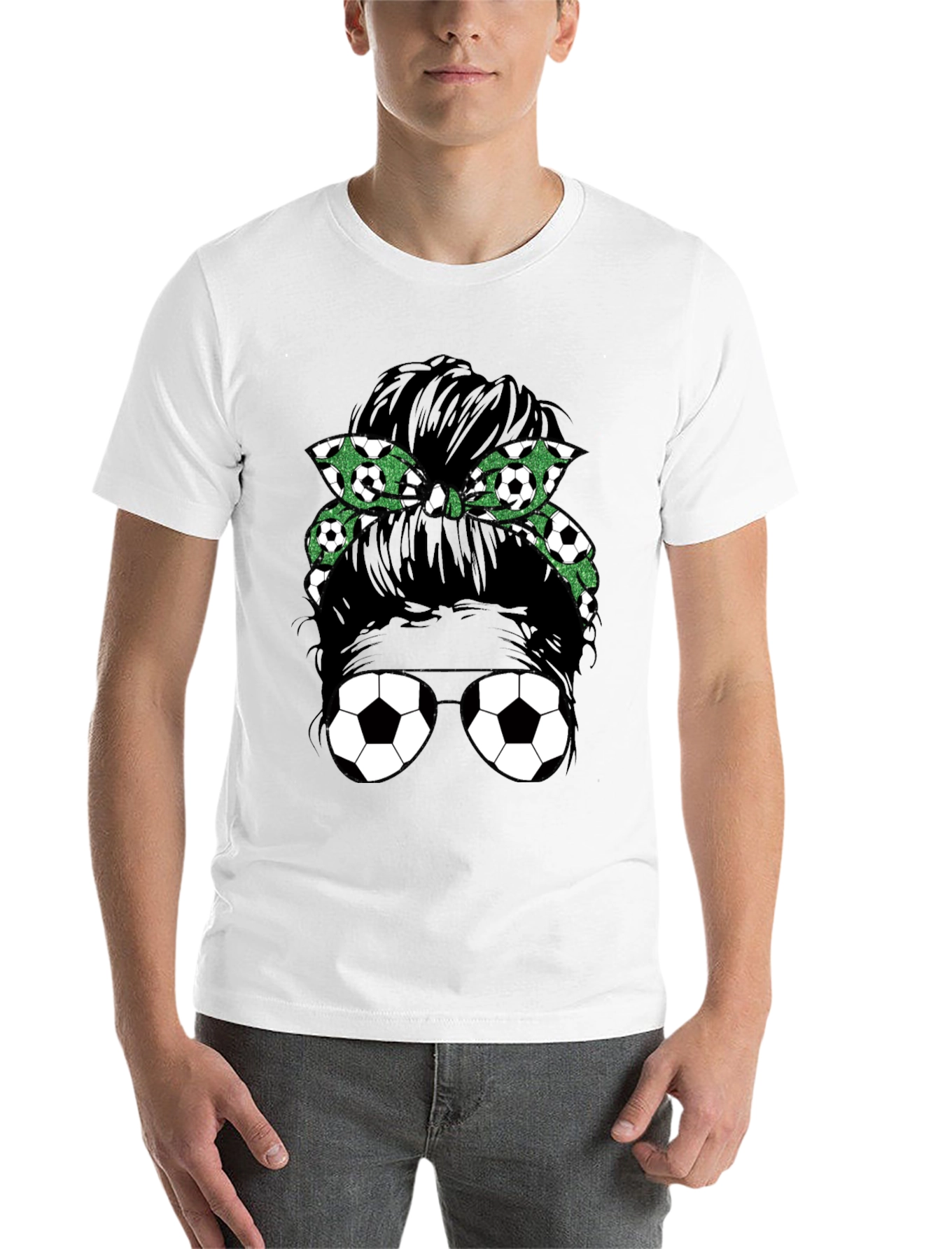 Black Soccer Mom Messy Bun Graphic Tee - Black view 14