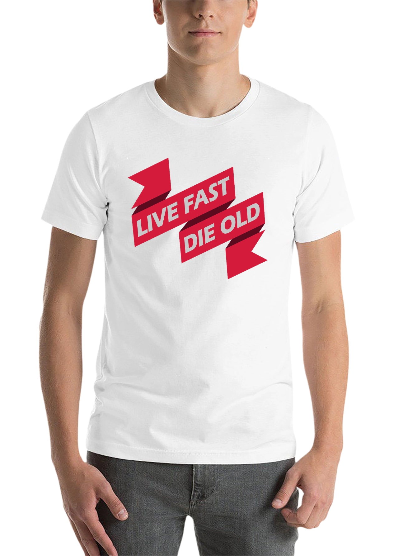 Black Live Fast Die Old Graphic Print Black T-Shirt view 14