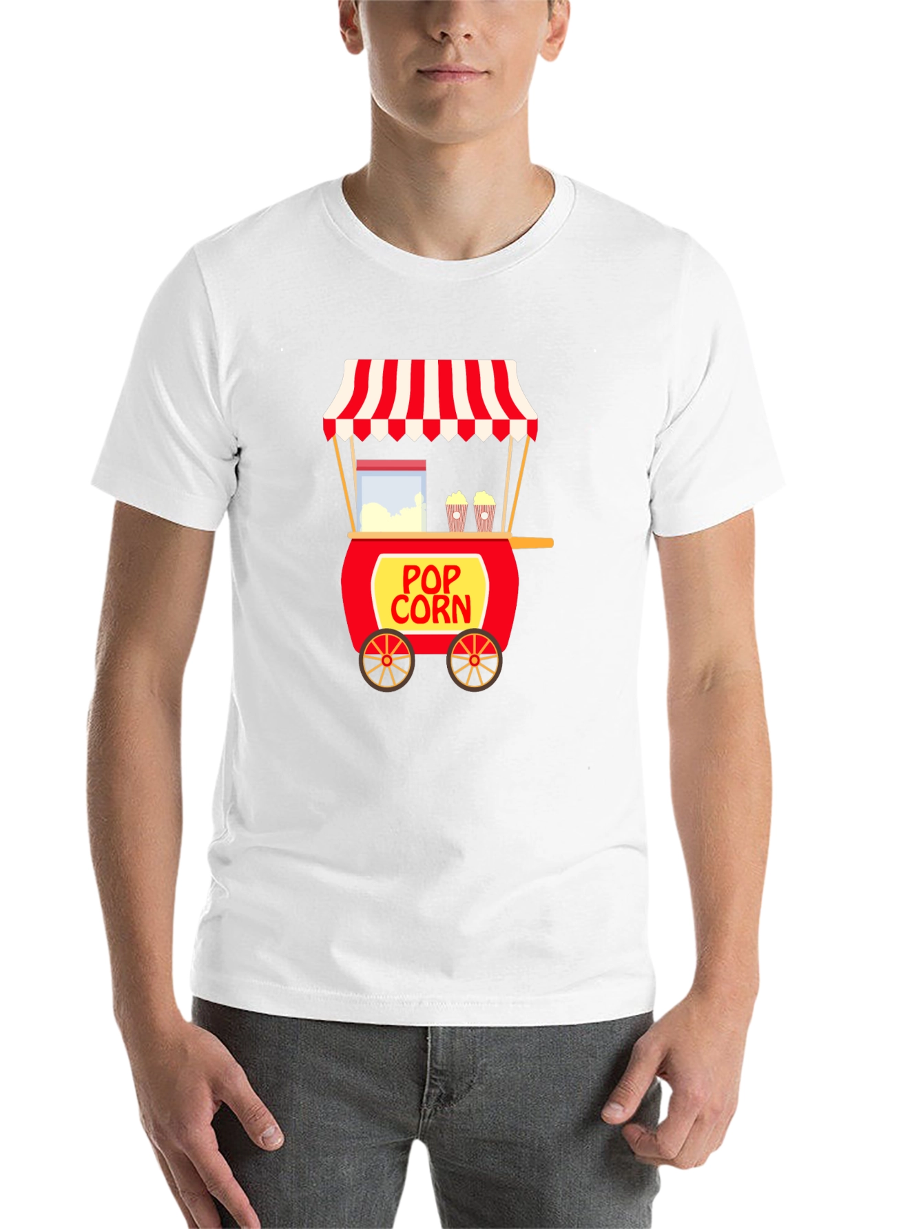 Black Popcorn Cart T-Shirt - Unique Foodie Tee view 14