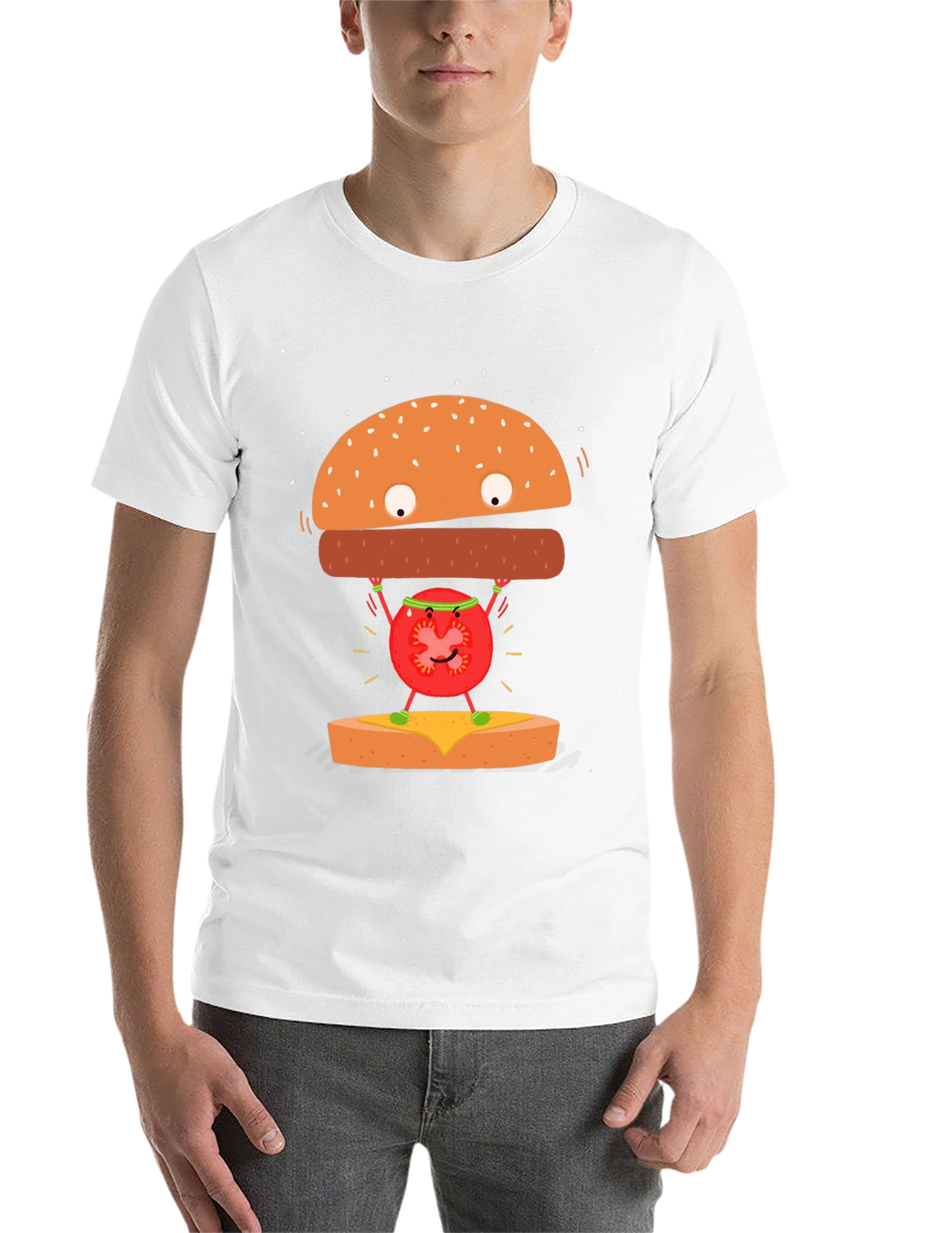 Black Funny Hamburger Tomato T-Shirt view 14