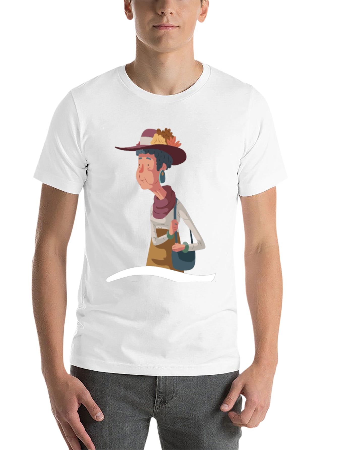 Black Stylish Cartoon Granny Graphic T-Shirt view 14