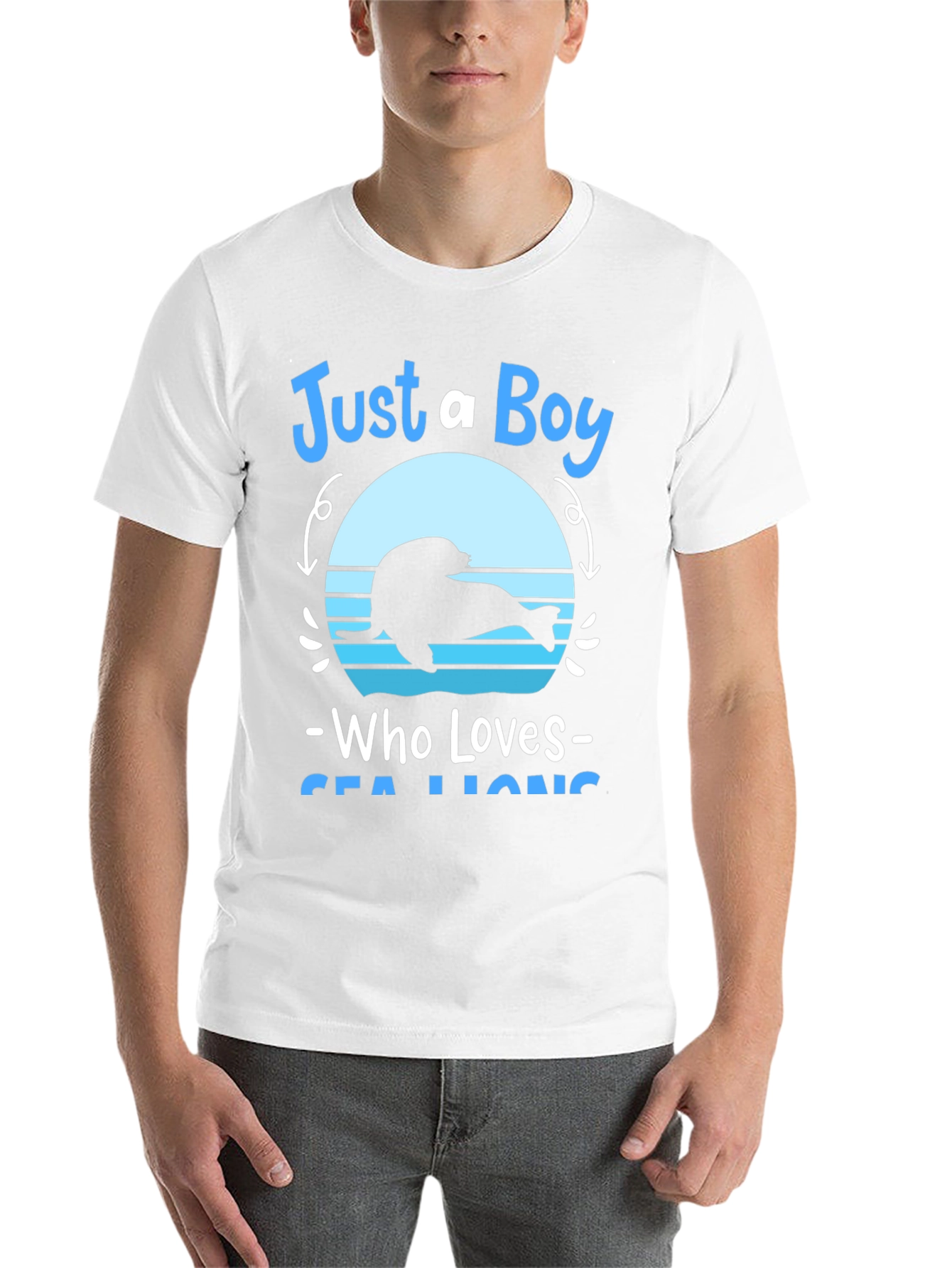 Black Just A Boy Who Loves Sea Lions Graphic Tee view 14