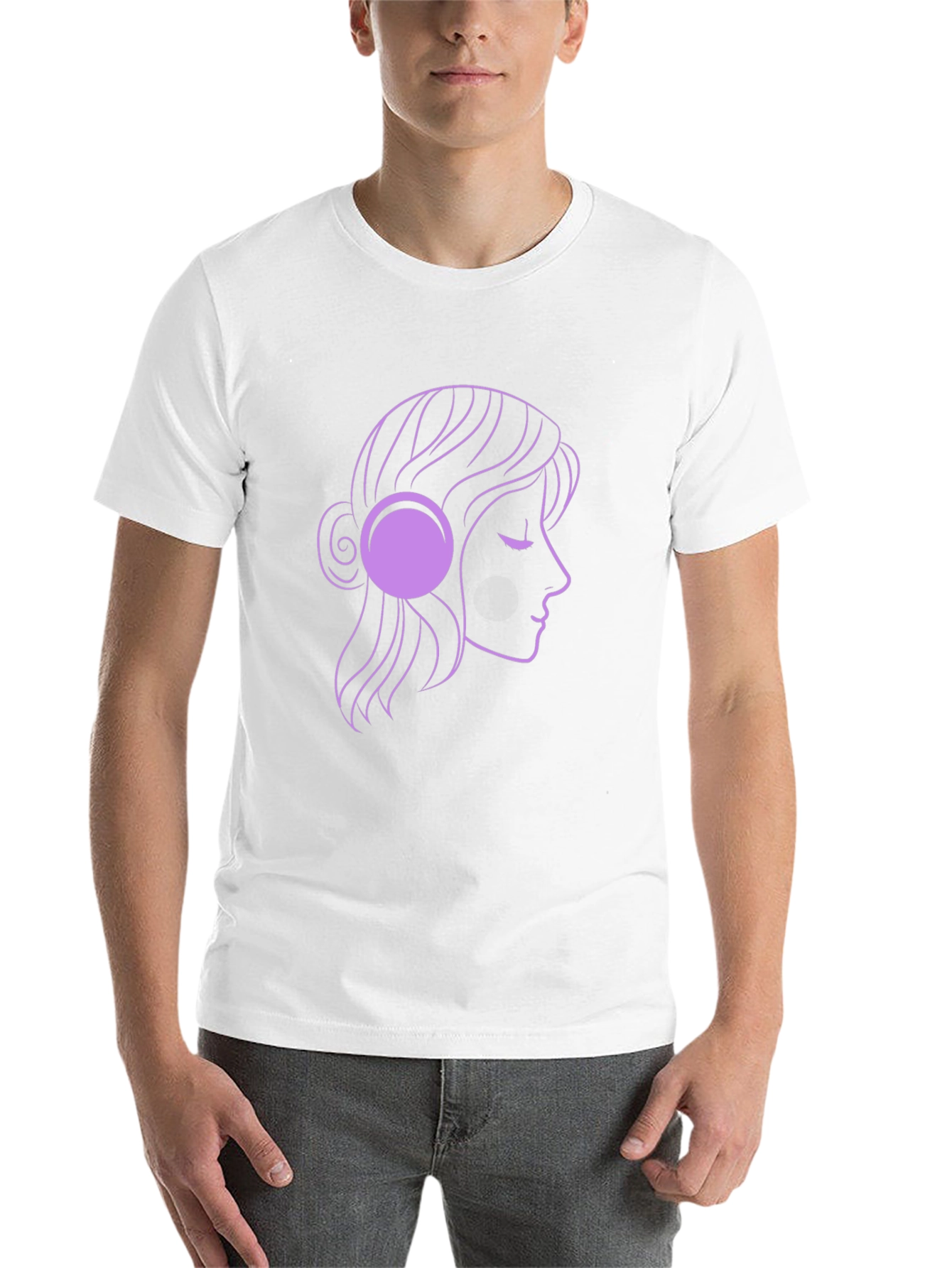 Black Woman with Headphones Graphic Tee - Black view 14