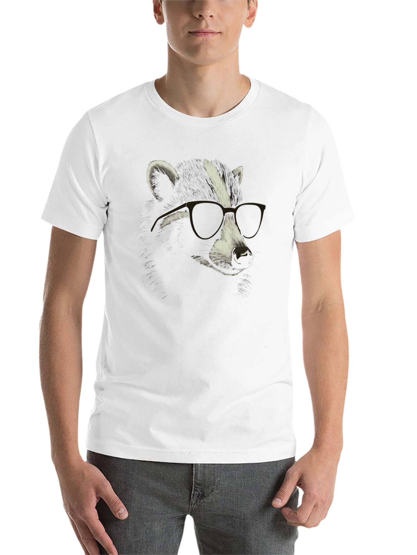 Black Cool Raccoon Graphic Tee - Black Cotton T-Shirt view 14
